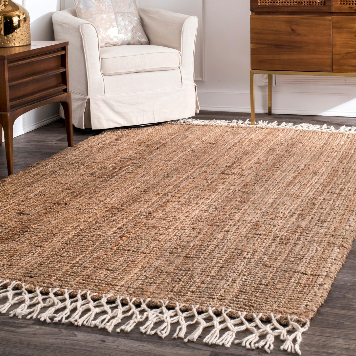 Nuloom Raleigh Farmhouse Jute Tasseled Area Rug, 3' x 5', Beige