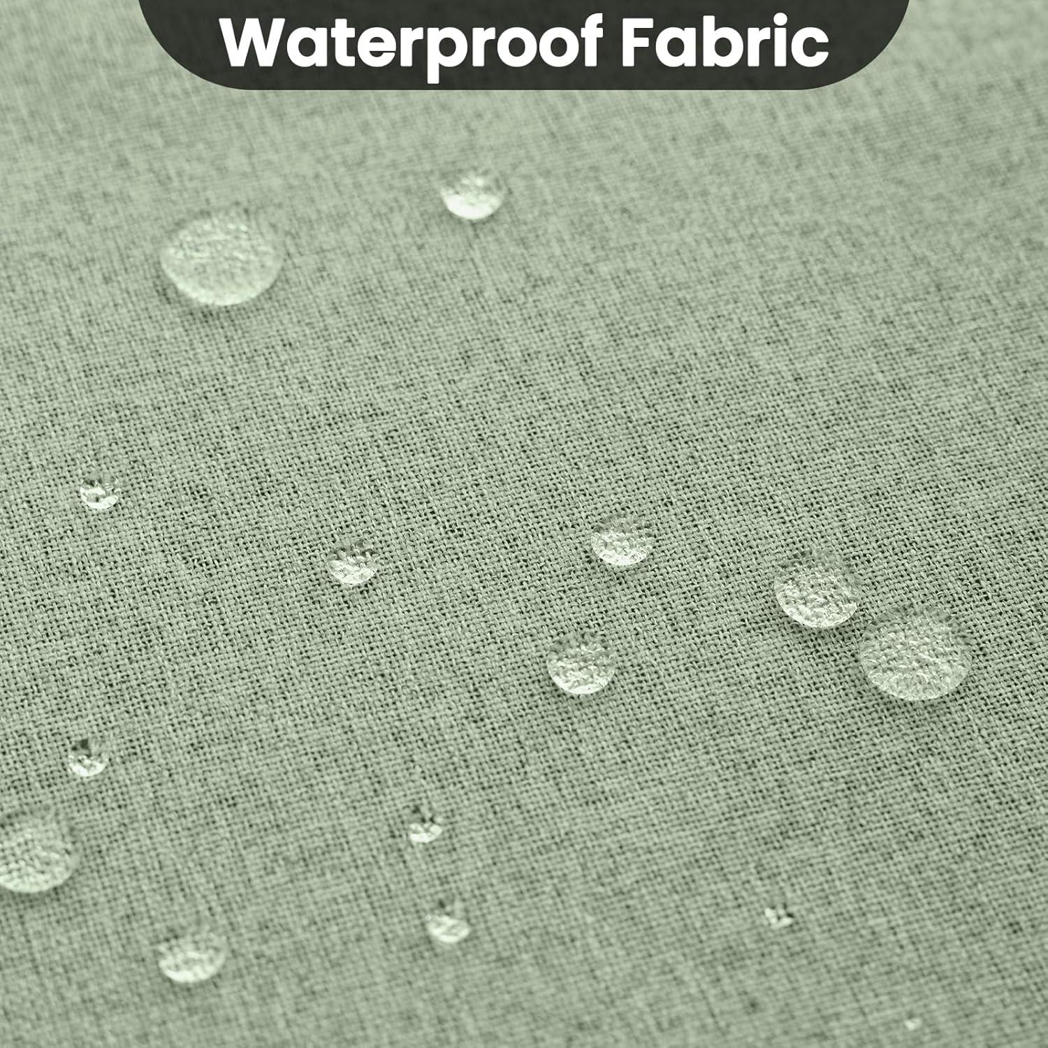 COSVIYA 100% Blackout Sage Green Linen Curtains & Drapes 84 Inch Length 2 Panels Set, Full Room Darkening Grommet Insulated Thermal Window Panels for Bedroom/Living Room,52x84 inches