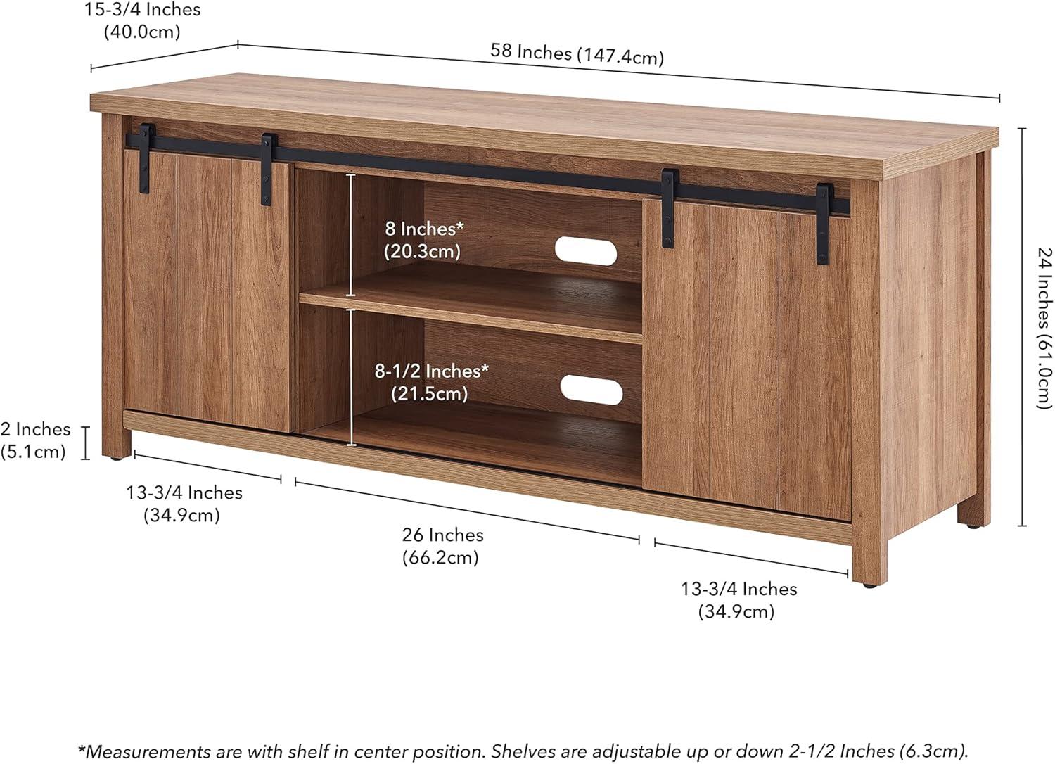 Evelyn&Zoe Deacon Rectangular TV Stand for TV's up to 65", Golden Oak