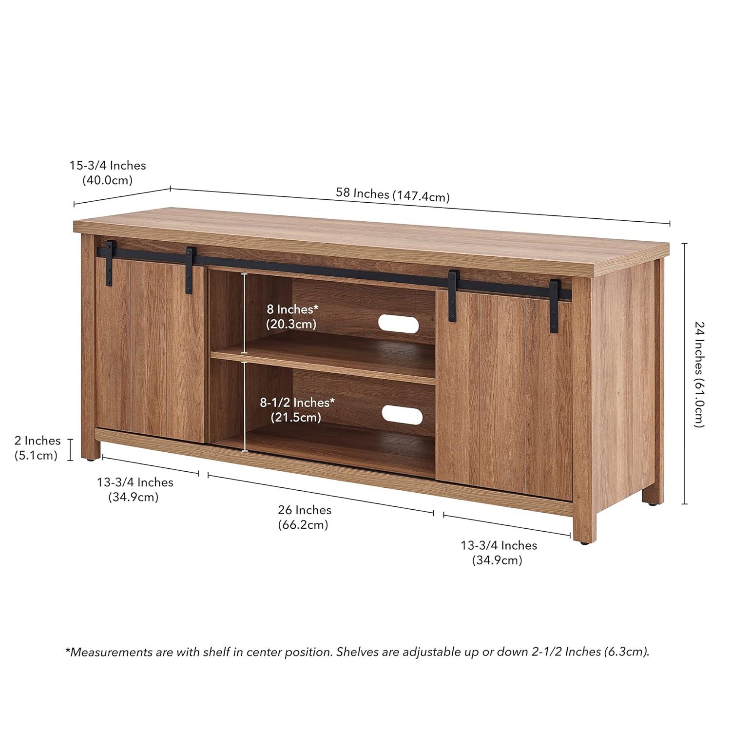 Evelyn&Zoe Deacon Rectangular TV Stand for TV's up to 65", Golden Oak