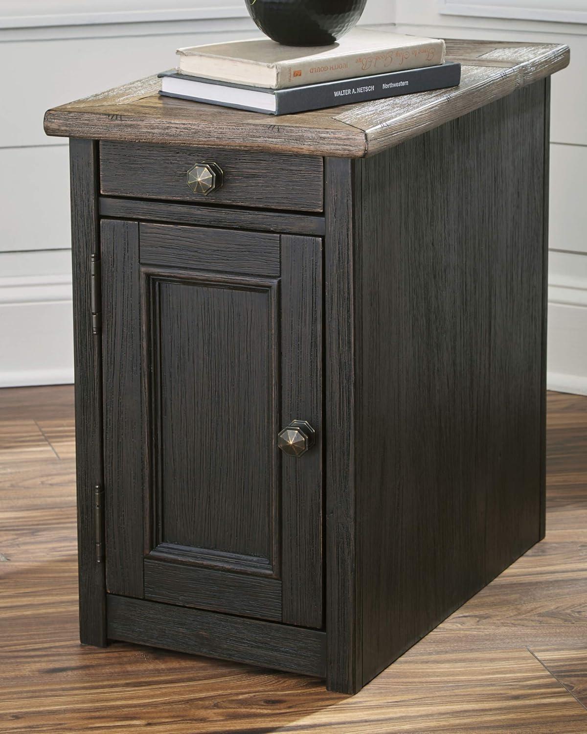 Tyler Creek Chairside End Table with USB Ports and Outlets Grayish Brown/Black - Signature Design by Ashley