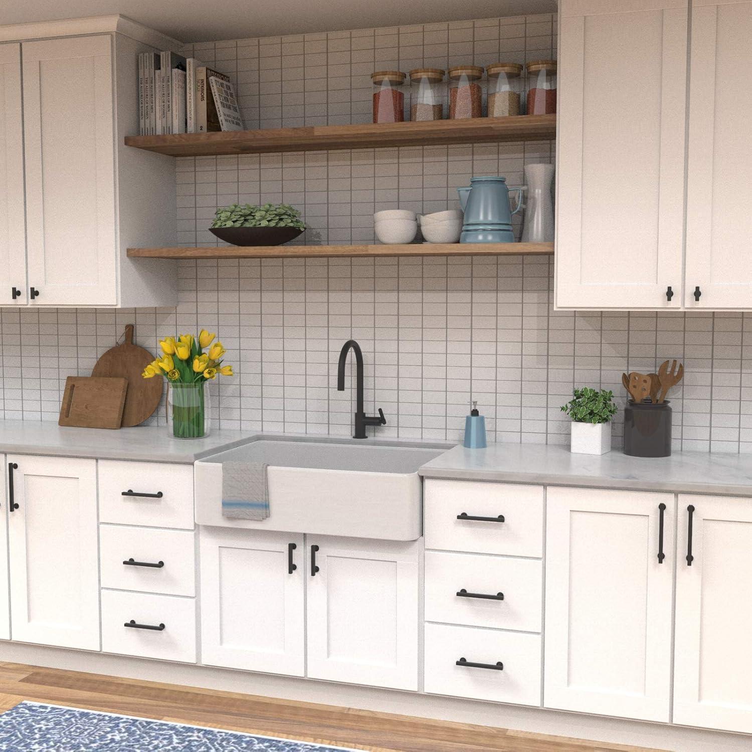 Woodward Kitchen Cabinet Handles, Solid Core Drawer Pulls for Cabinet Doors, 3-3/4" (96mm)