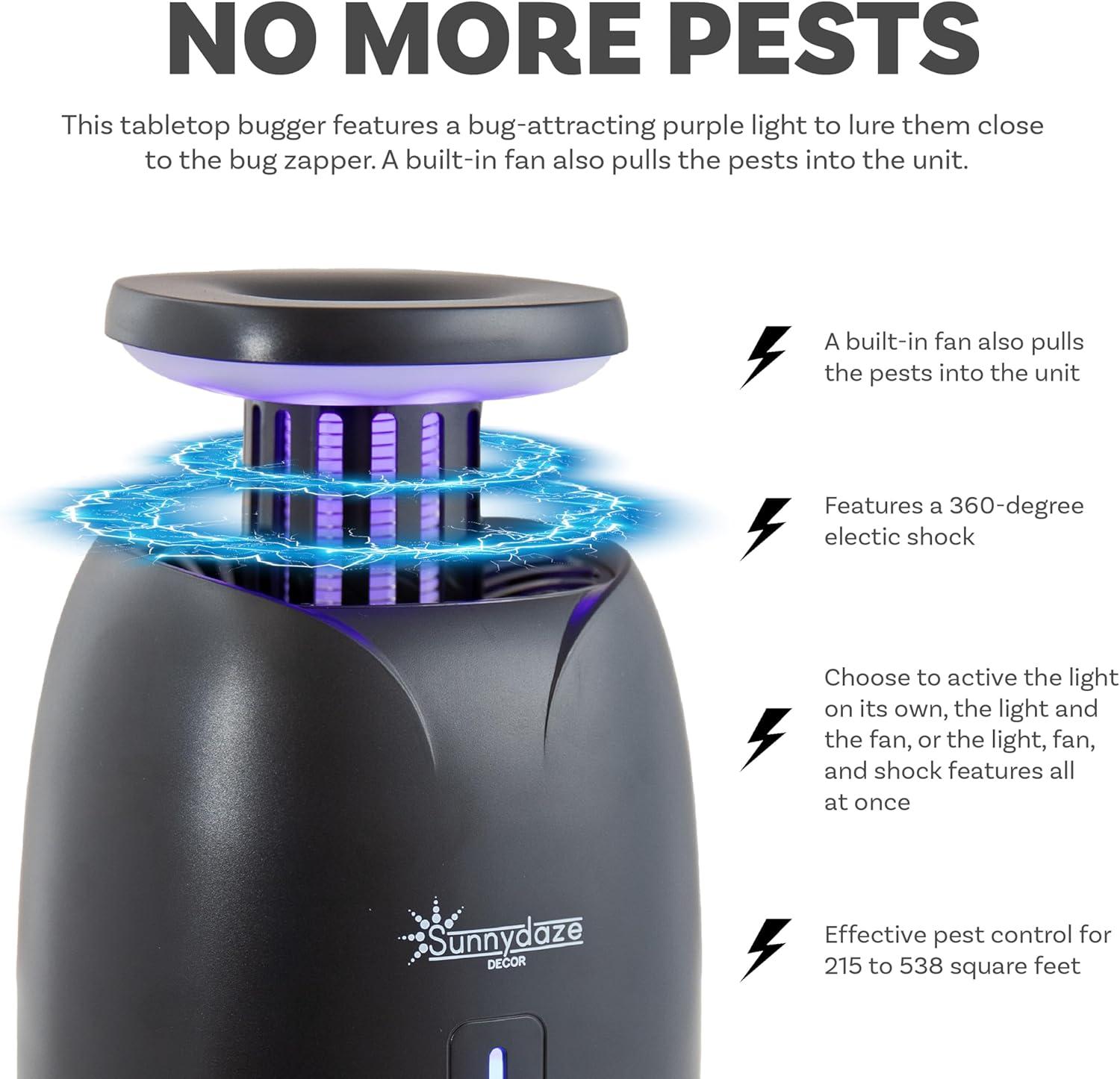 SunnyDaze Decor Tabletop Bug Zapper with Violet Light and Built-In Fan