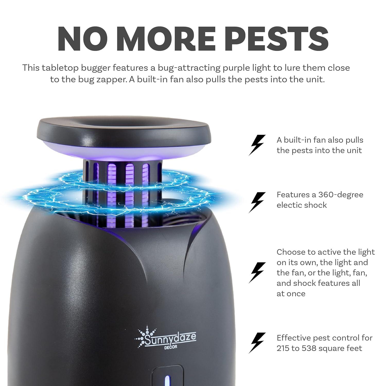 SunnyDaze Decor Tabletop Bug Zapper with Violet Light and Built-In Fan