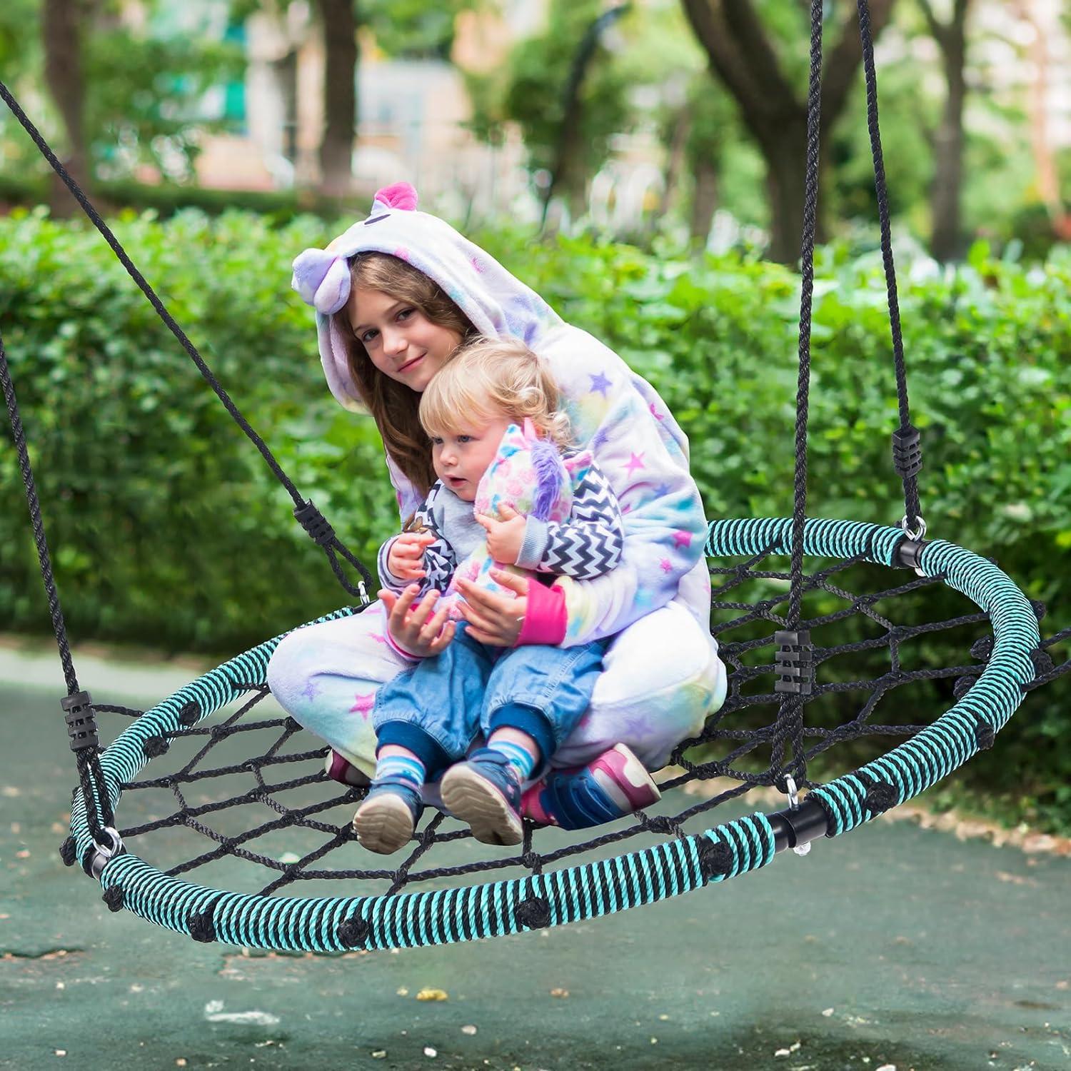 Klokick 40" Spider Web Swing Set, 750lbs Tree Swing for Child Playground, Backyard Play Set