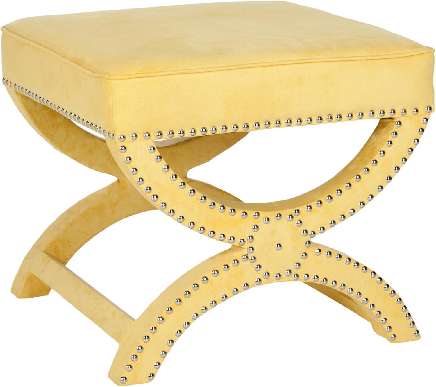 Mystic Ottoman with Silver Nail Heads - Yellow - Safavieh