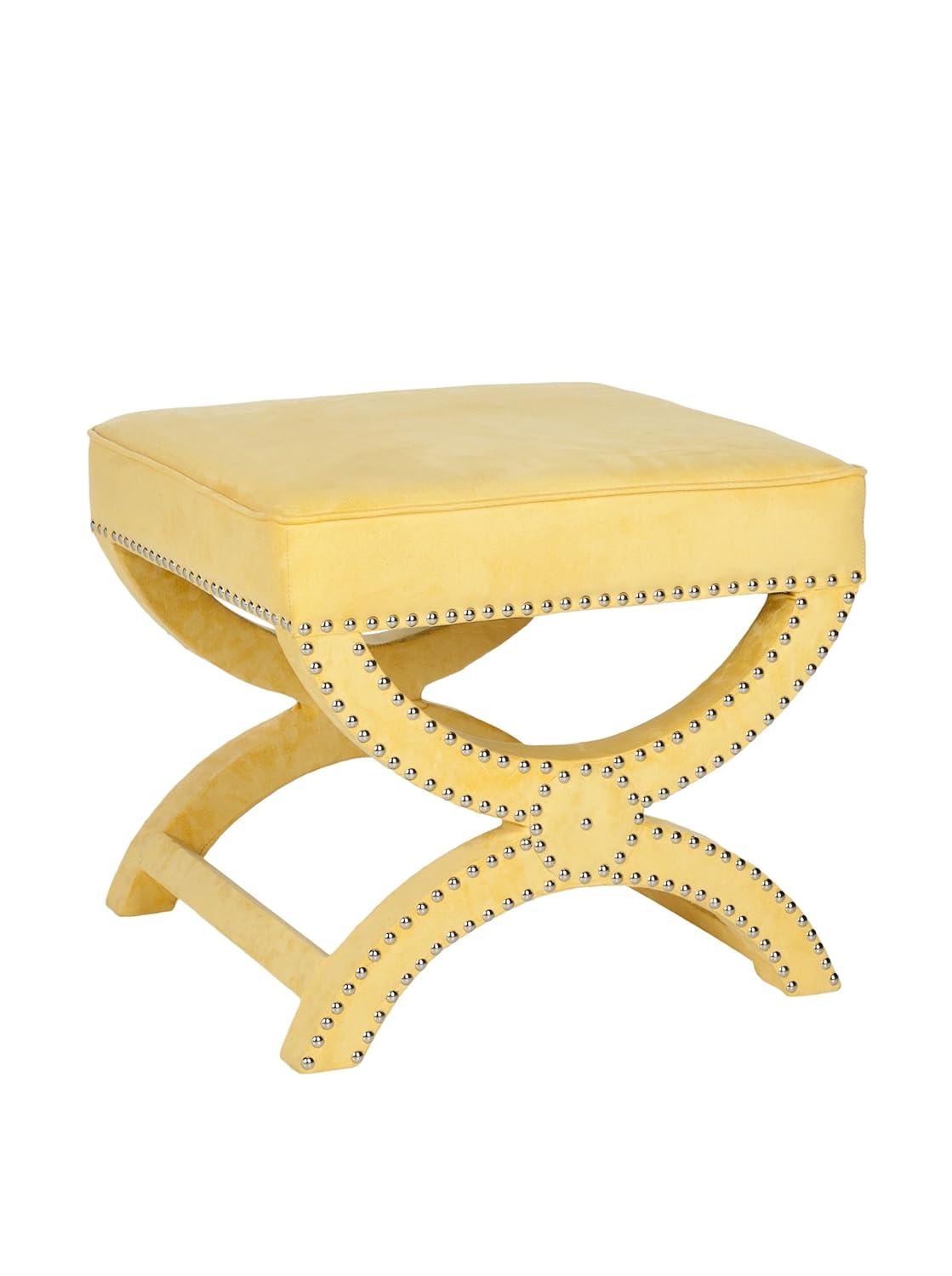 Mystic Ottoman with Silver Nail Heads - Yellow - Safavieh