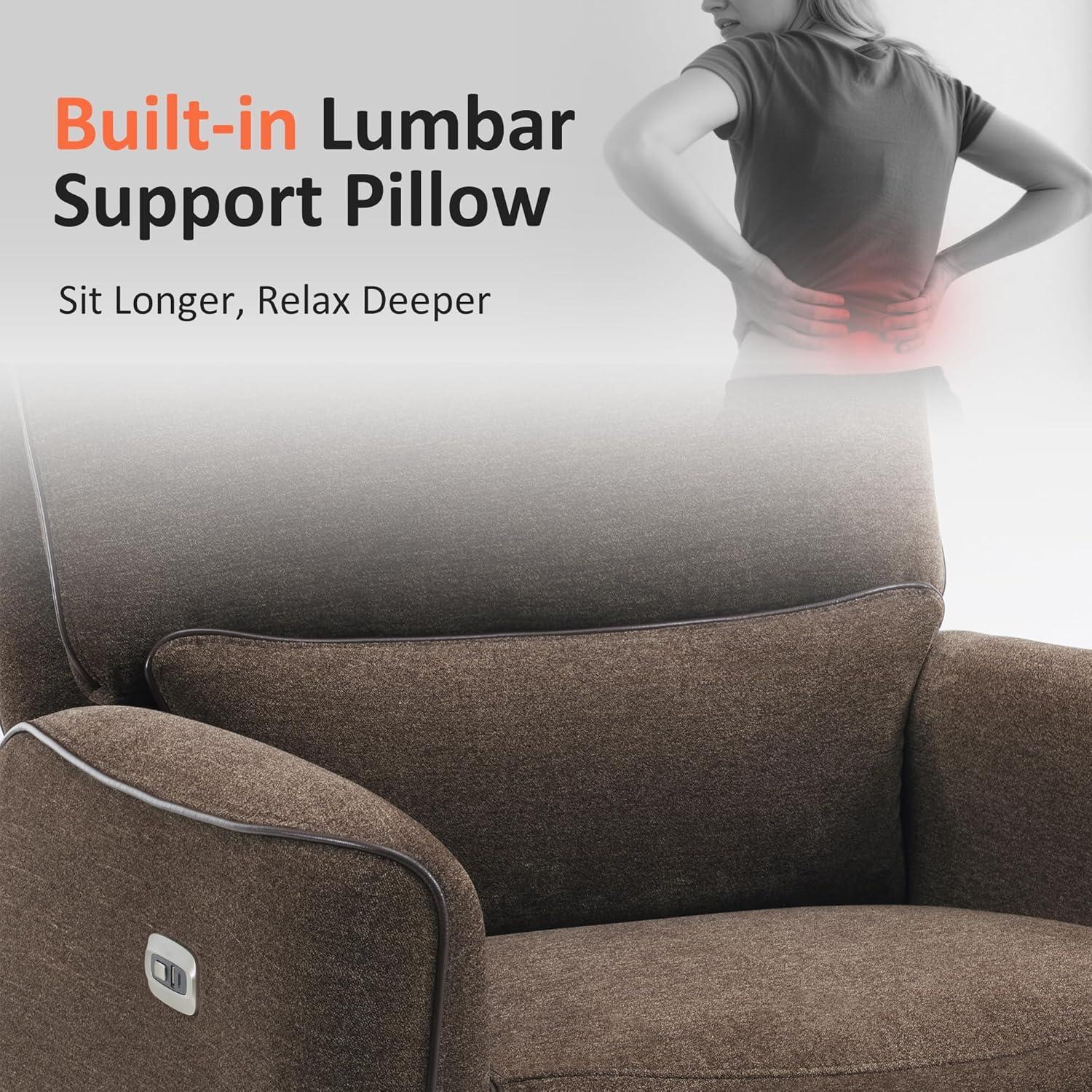 Swivel Glider Power Recliner Chair, Electric Rocker Recliner Chairs with USB Ports For Nursery, Fabric