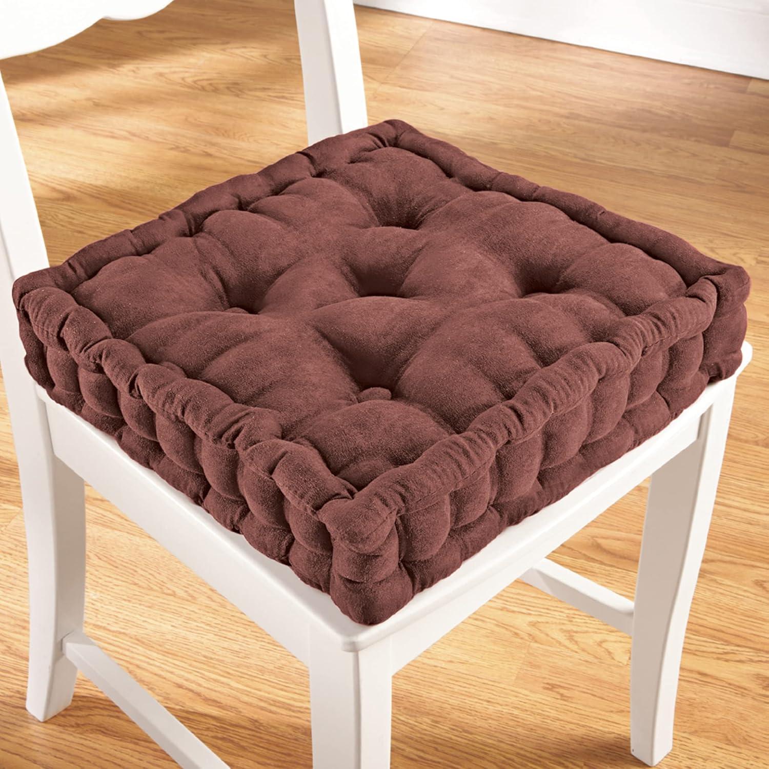 Chocolate Tufted Polyester Padded Booster Cushion