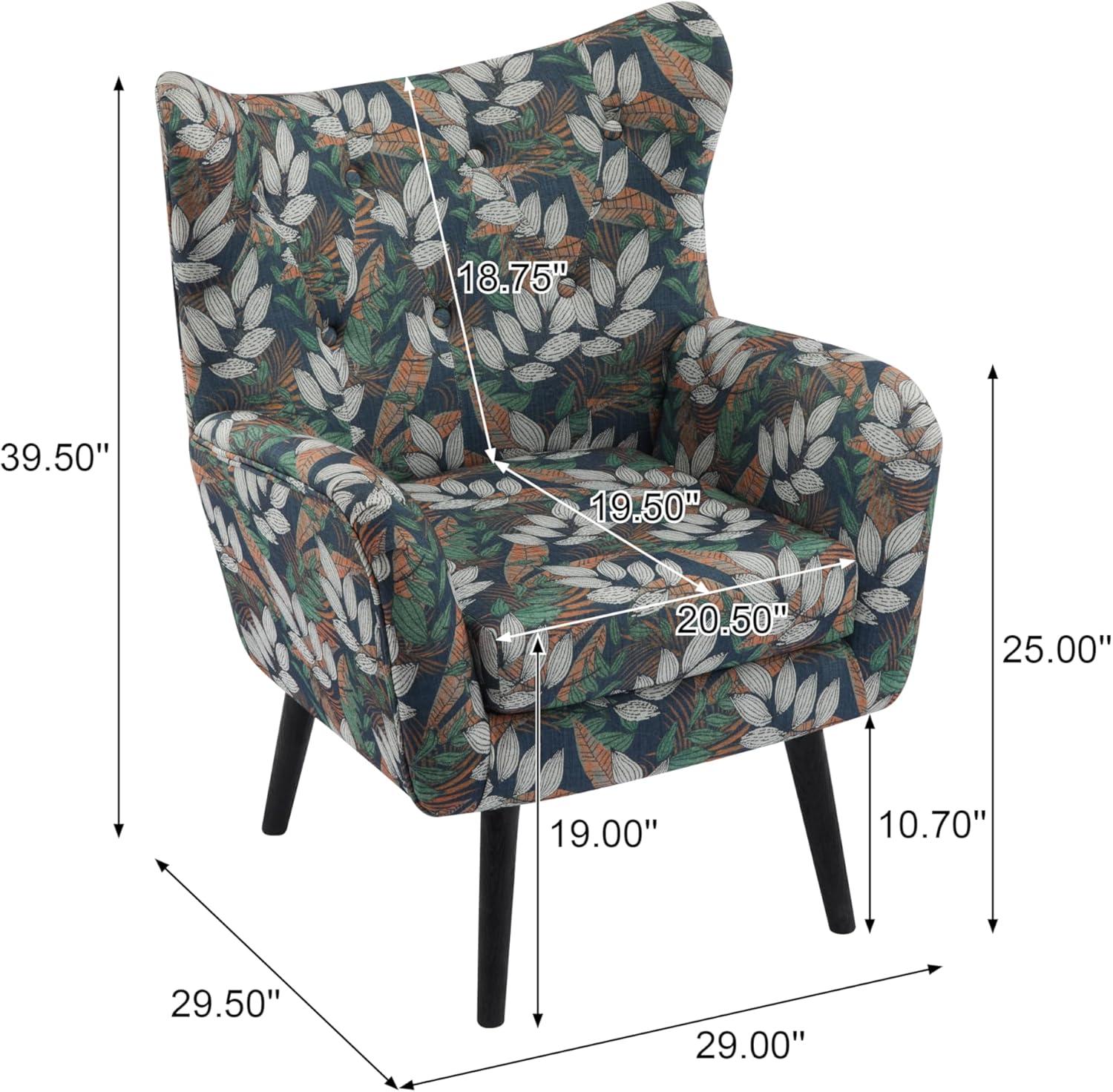 Christopher Knight Home Faschia Mid Century Modern Accent Chair, Fabric Living Room Lounge Chair, Home Office Upholstered Single Sofa, Comfy Reading Chair for Bed Room, Multicolor Floral Print
