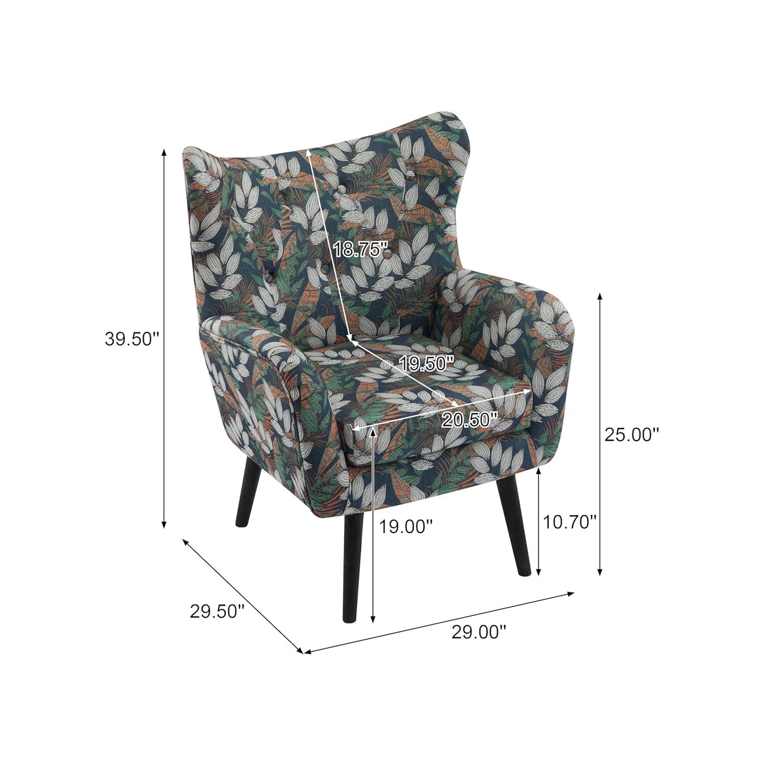 Christopher Knight Home Faschia Mid Century Modern Accent Chair, Fabric Living Room Lounge Chair, Home Office Upholstered Single Sofa, Comfy Reading Chair for Bed Room, Multicolor Floral Print