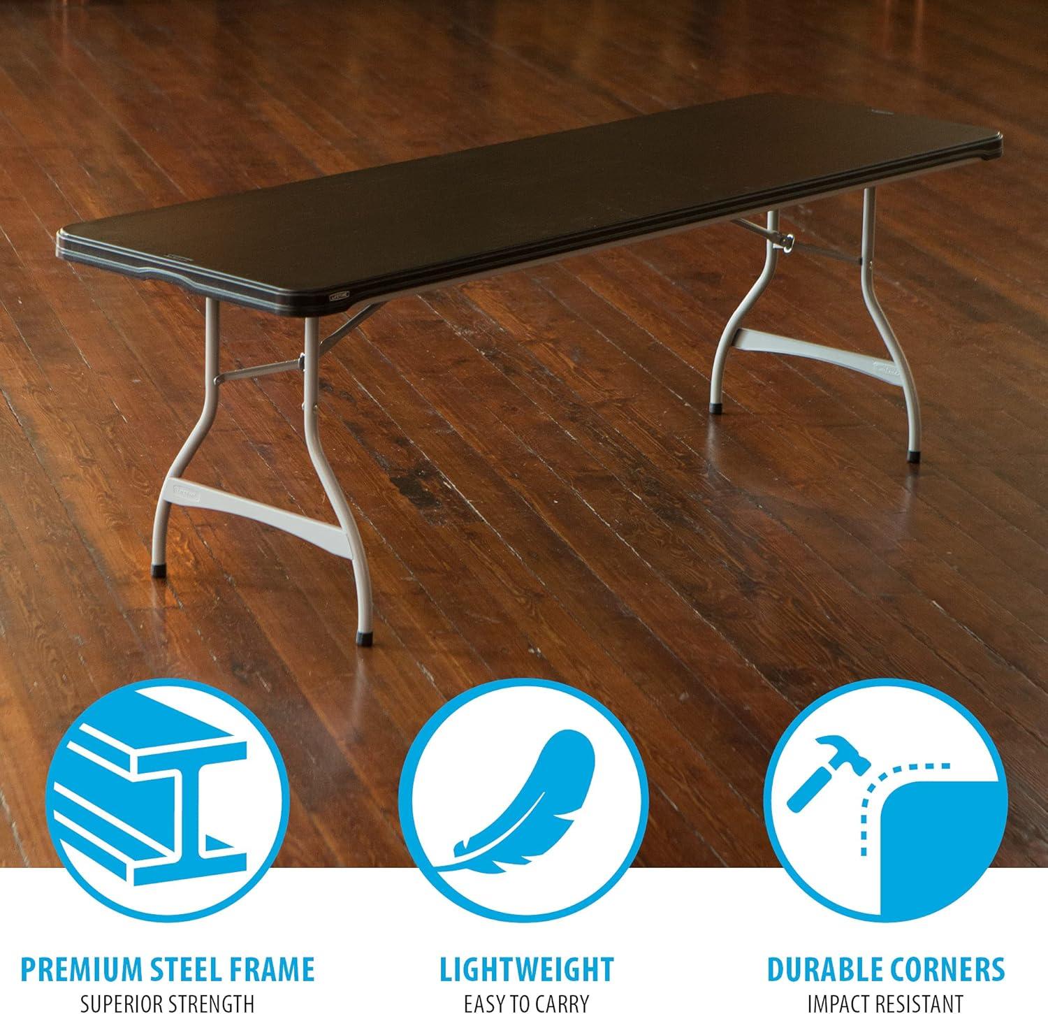 96" Black Polyethylene Folding Table with Stainless Steel Legs