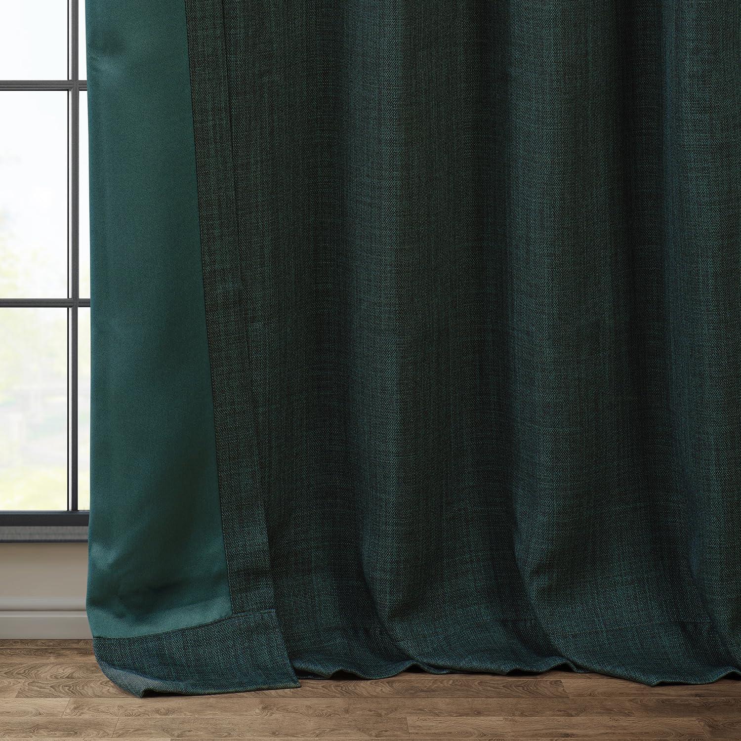 HPD Half Price Drapes Focal Green Faux Linen Room Darkening Curtains for Bedroom & Living Room Curtains (1 Panel), Door & Window Curtains 84 inches long, Rod Pocket Curtains & drapes, 50W X 84L