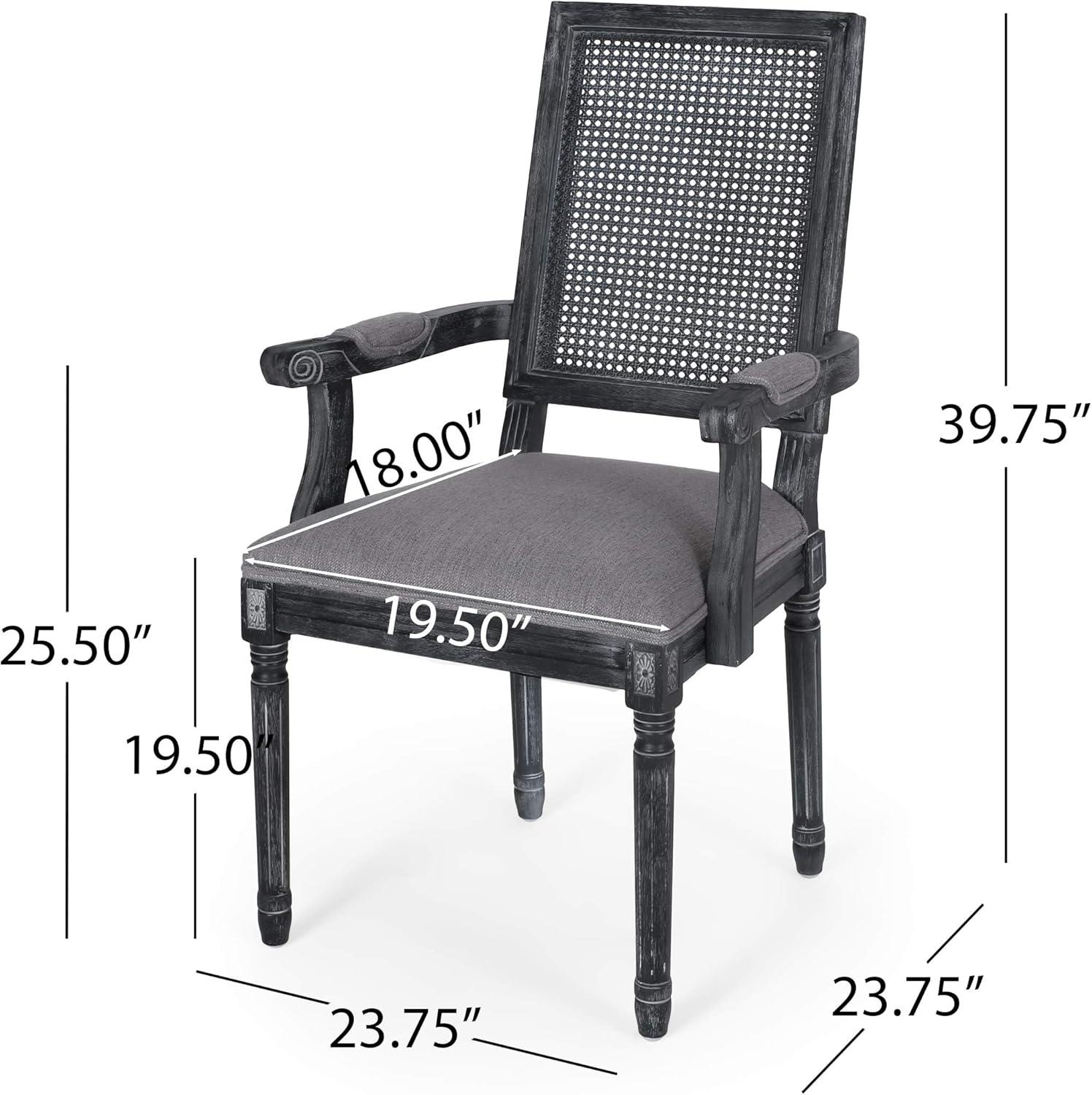 Set of 2 Maria French Country Wood and Cane Upholstered Dining Chairs Gray - Christopher Knight Home