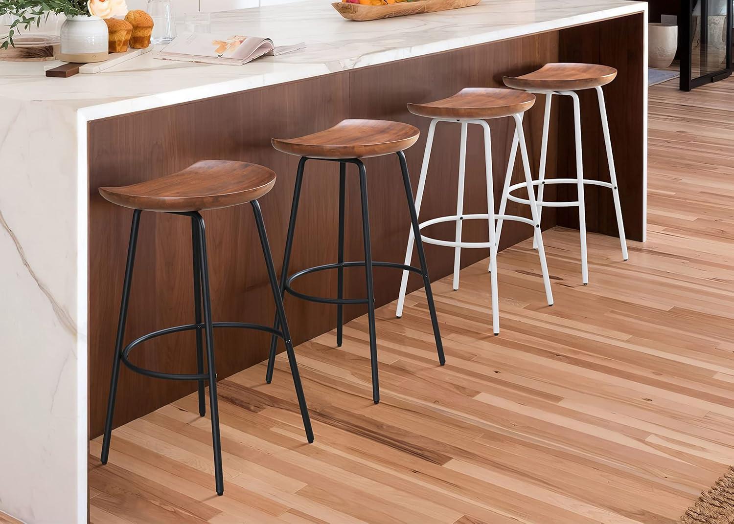 Milano Steel Legs Barstool with Solid Wood Finish