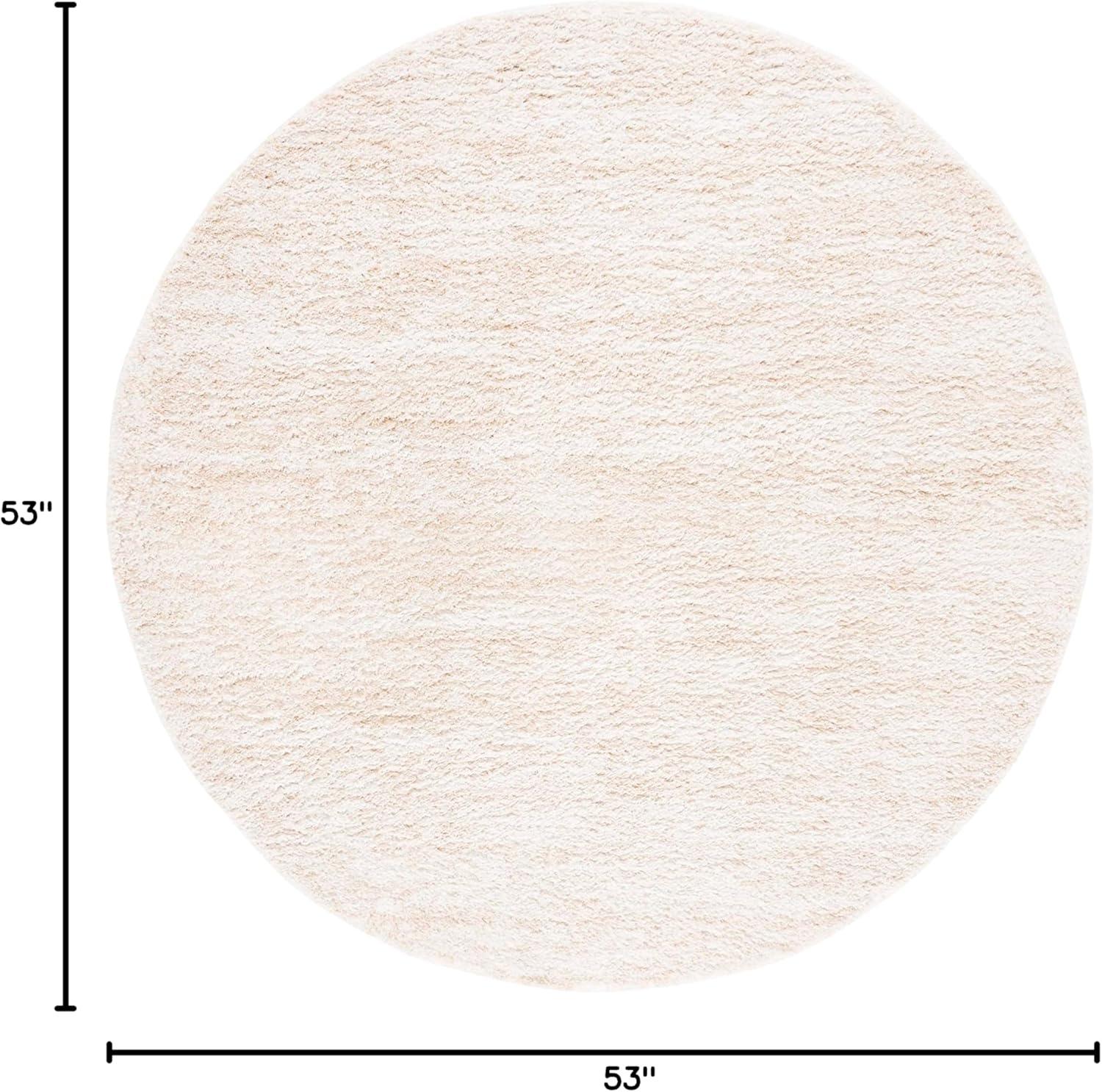 SAFAVIEH Berber Torvald Abstract Polyester Shag Area Rug, Ivory/Beige, 4'5" x 4'5" Round