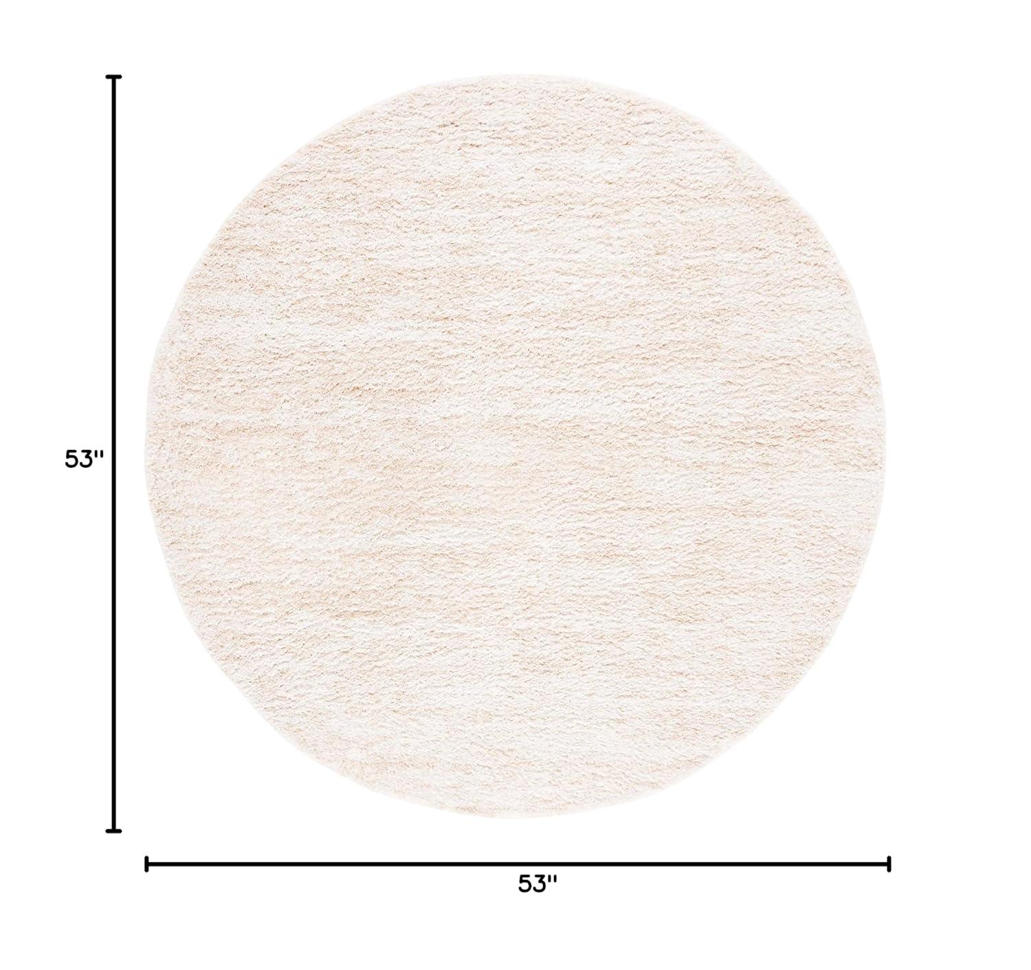 SAFAVIEH Berber Torvald Abstract Polyester Shag Area Rug, Ivory/Beige, 4'5" x 4'5" Round