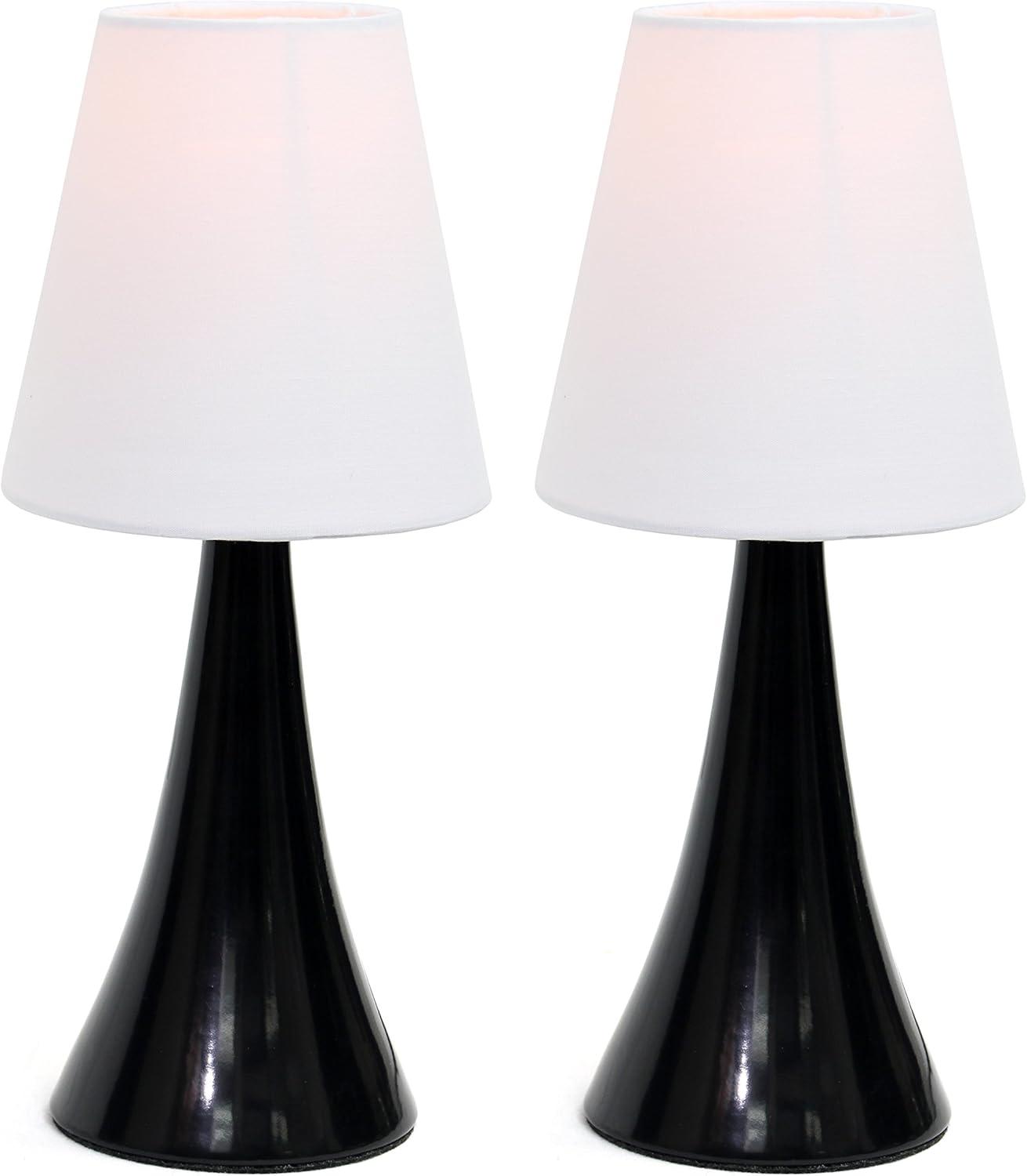 Simple Designs Set of 2 Valencia Mini Touch Table Lamps with Fabric Shades