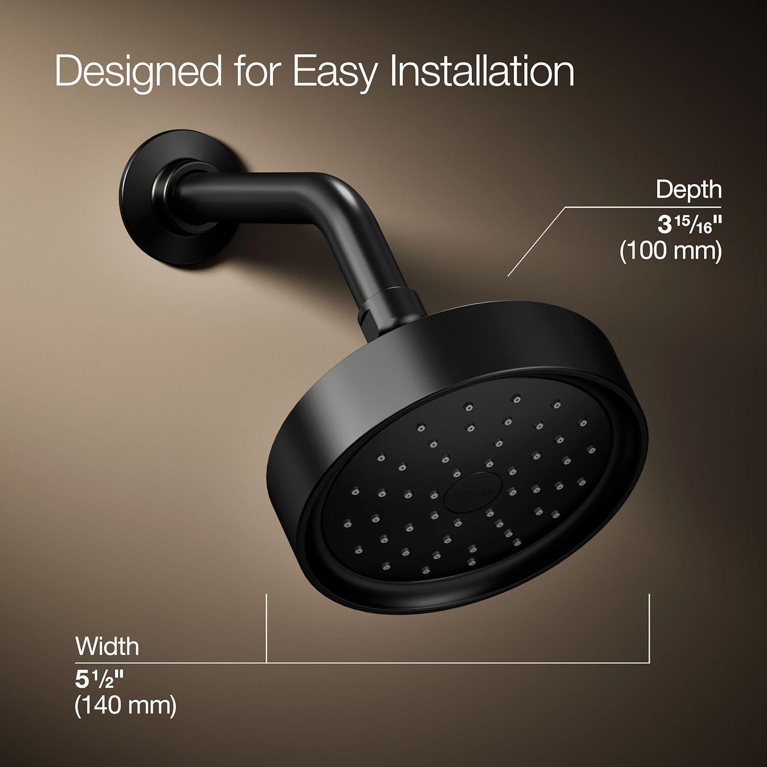 Kohler Purist 2.5 Gpm Multifunction Wall Mount Showerhead, Three Spray Settings, 5.5" High Pressure Spray Head