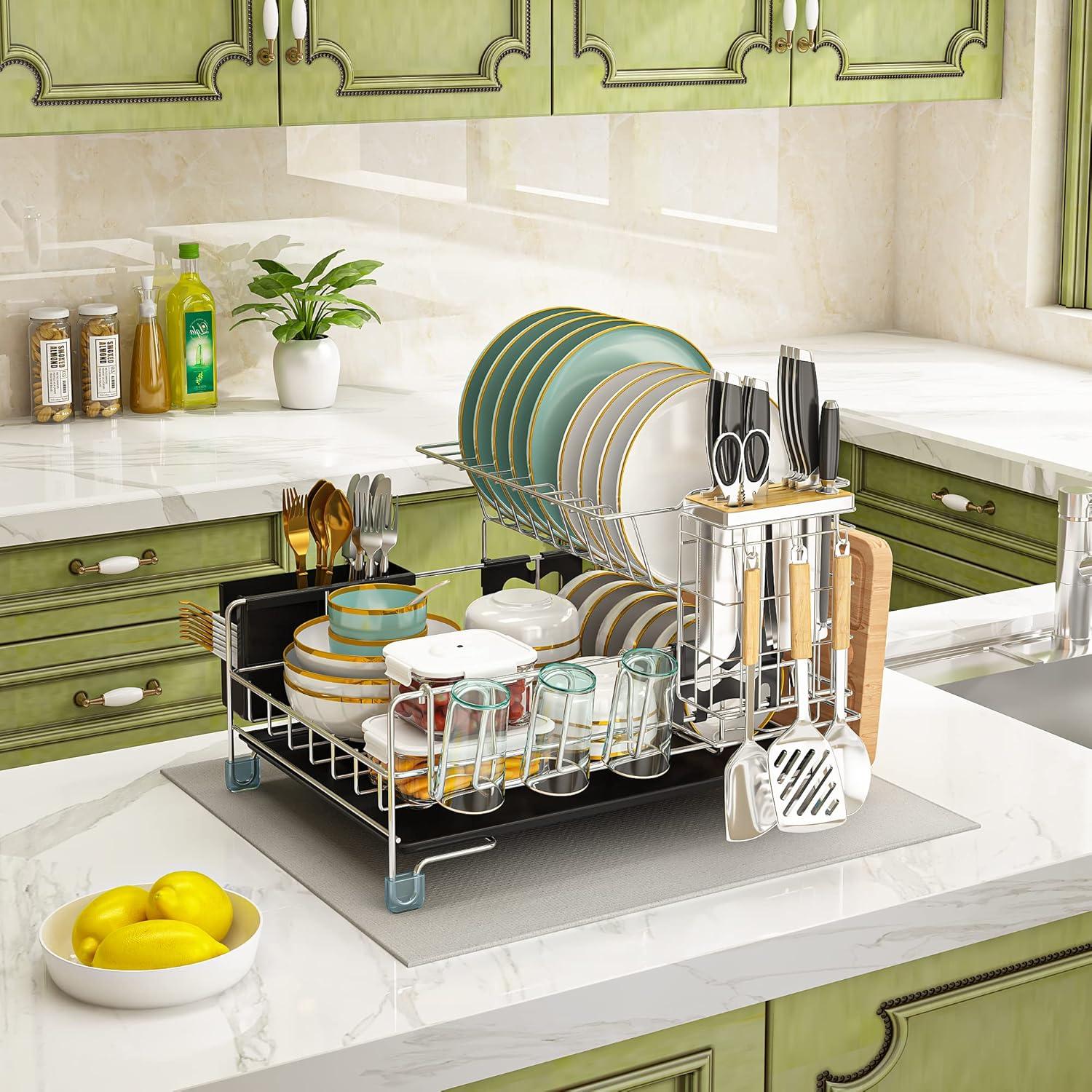 NIERBO Large Capacity 2-Tier Stainless Steel Dish Drying Rack With Rustproof Finish | Wayfair