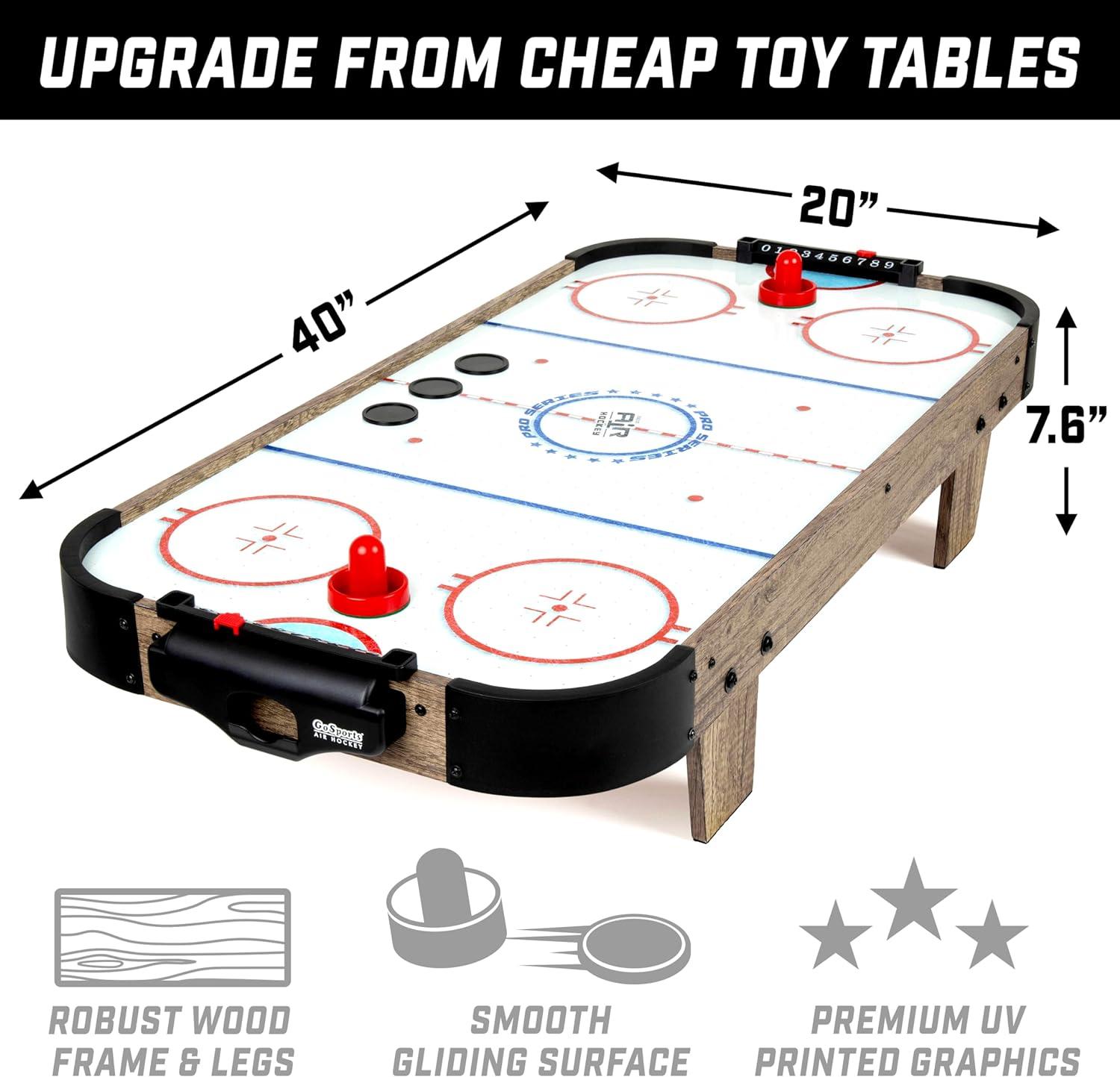 GoSports 40 Inch Table Top Air Hockey Game for Kids - Oak