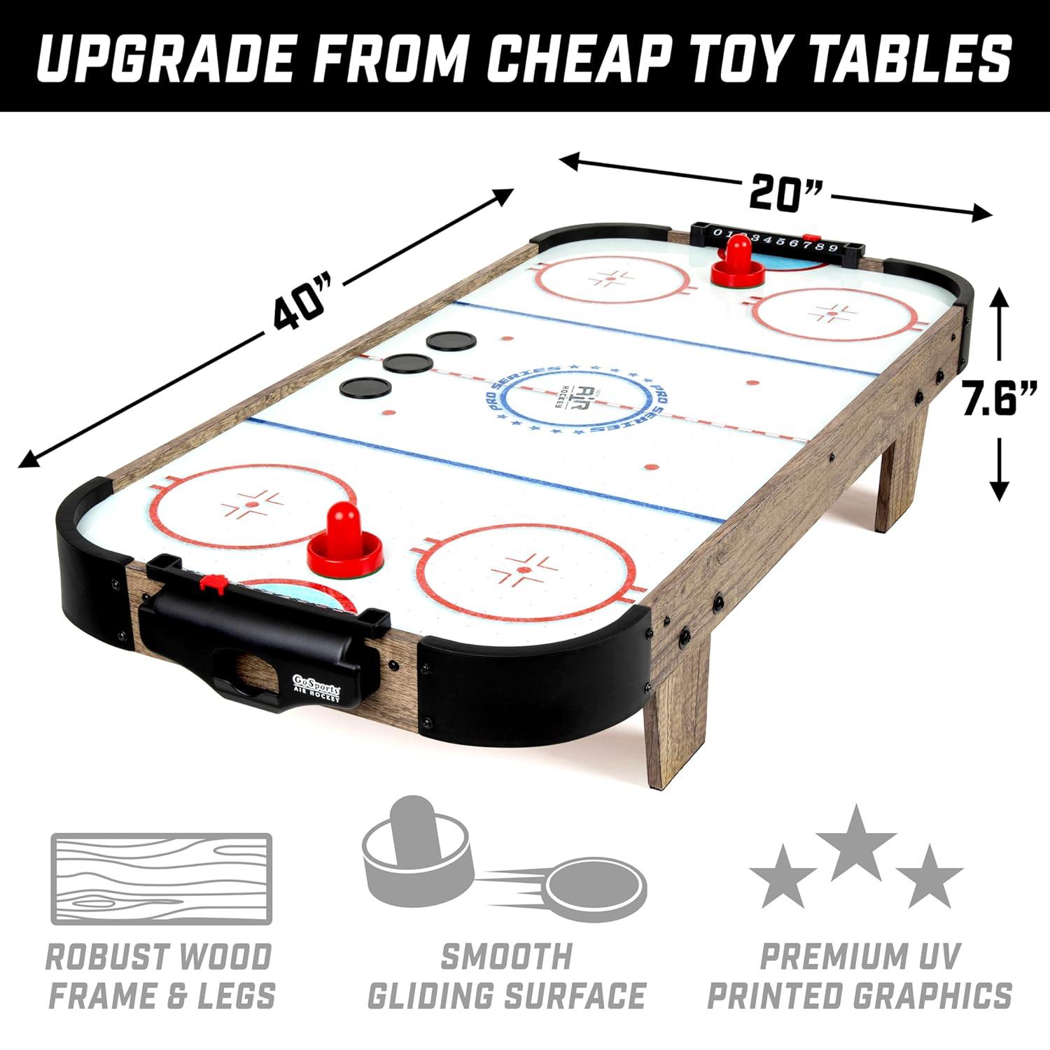 GoSports 40 Inch Table Top Air Hockey Game for Kids - Oak