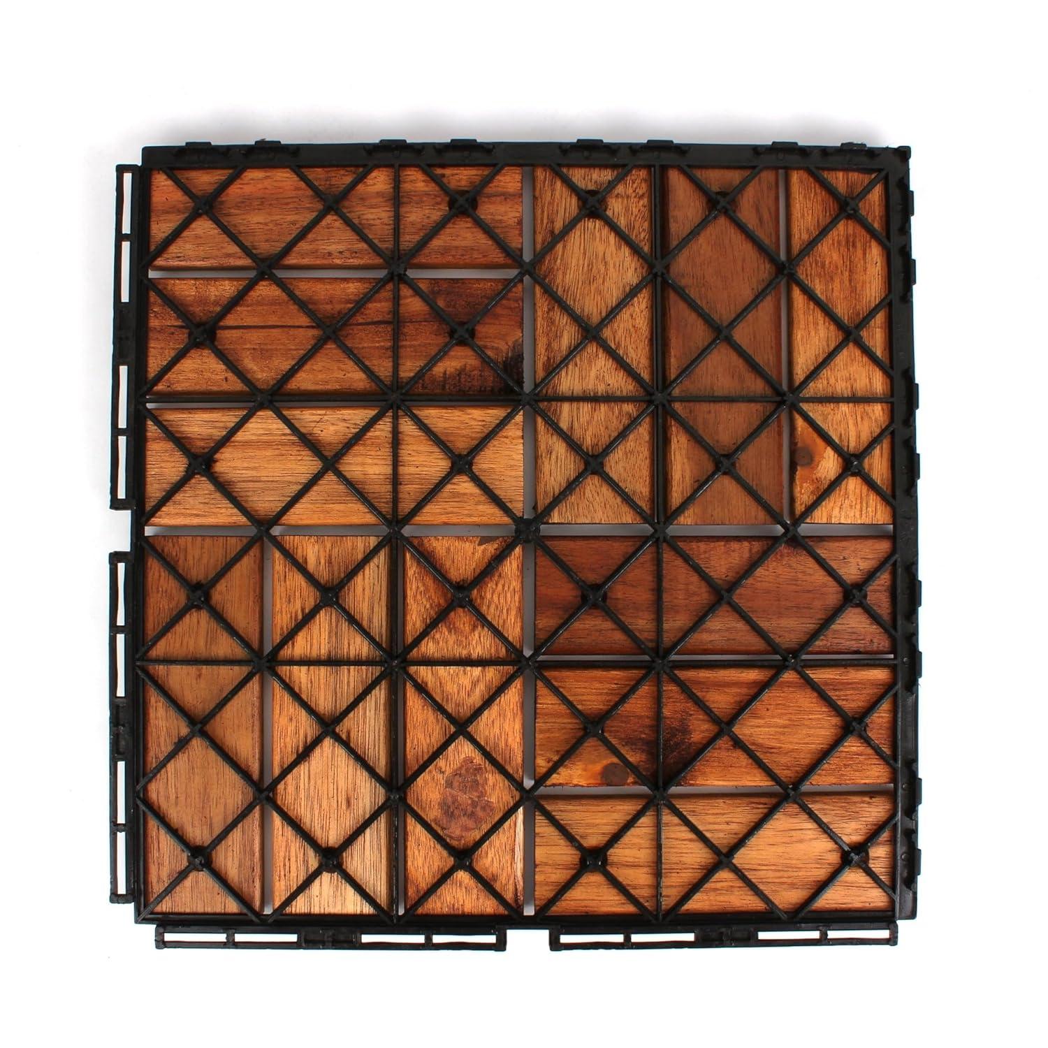 3rd Street Inn 12" x 12" Wood Interlocking Deck Tile (Set of 20)