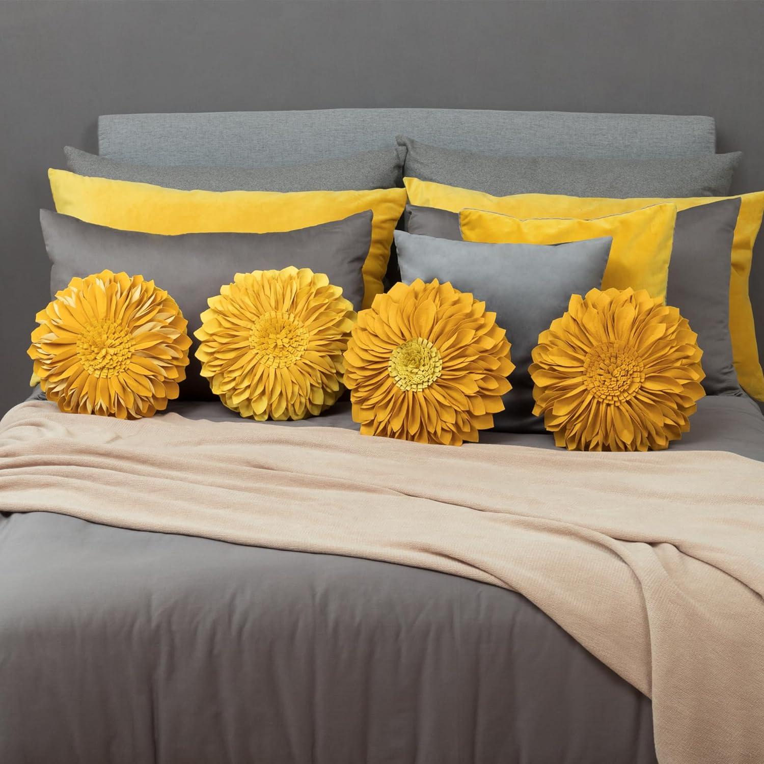 JWH Appliqued Throw Pillow 3D Sunflower Accent Pillow Cover & Insert