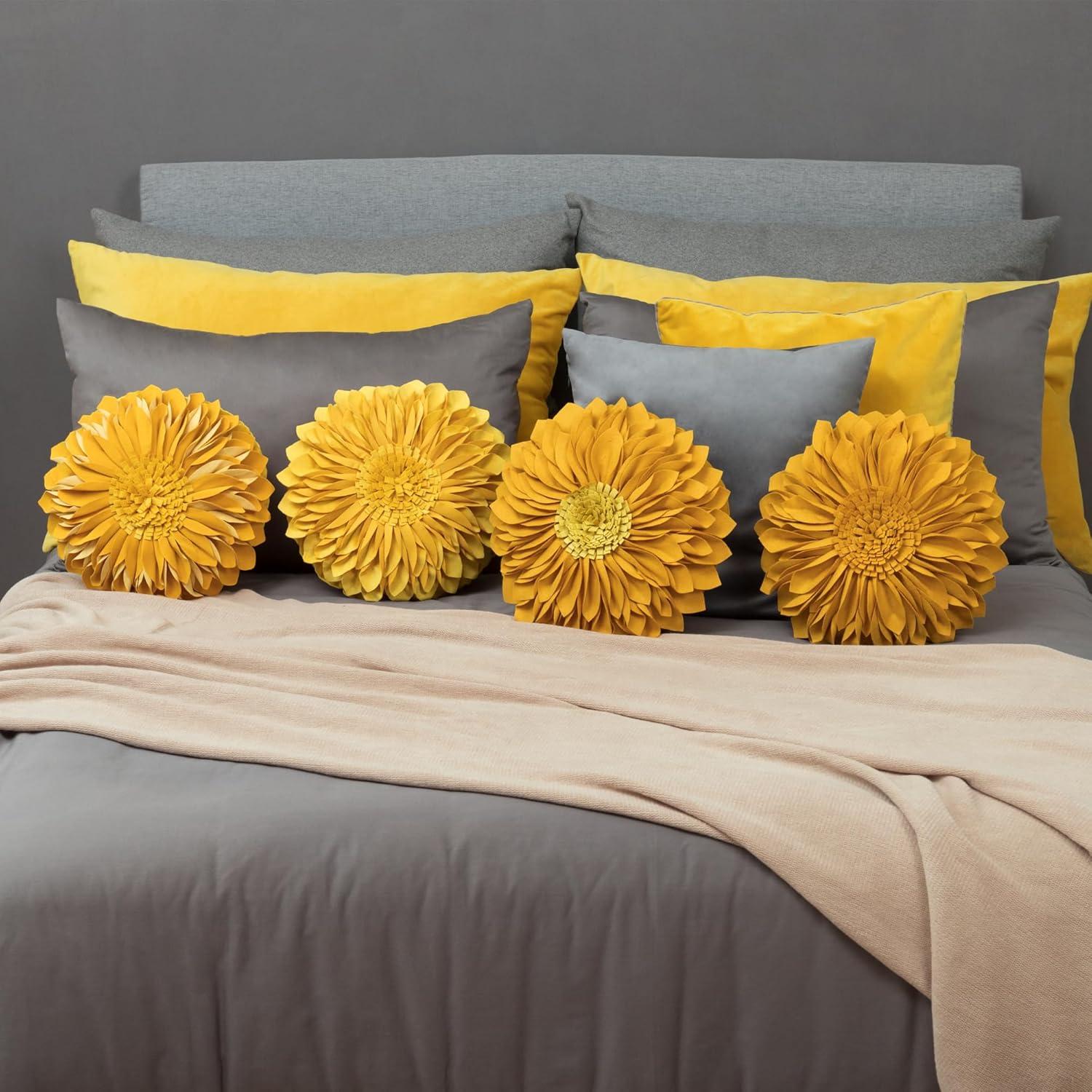 JWH Appliqued Throw Pillow 3D Sunflower Accent Pillow Cover & Insert