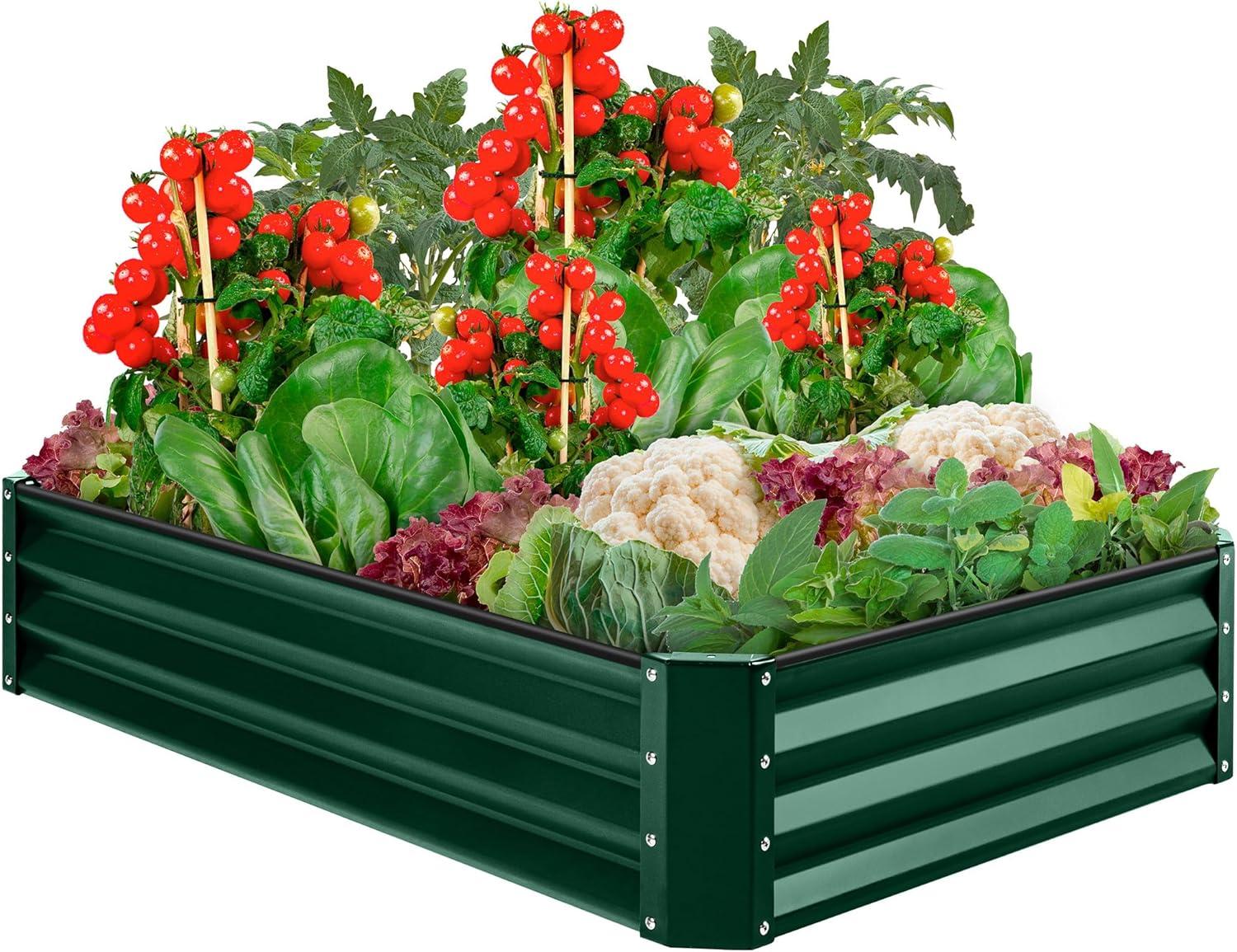 Best Choice Products 6x3x1ft Outdoor Metal Raised Garden Bed for Vegetables, Flowers, Herbs, Plants - Dark Green