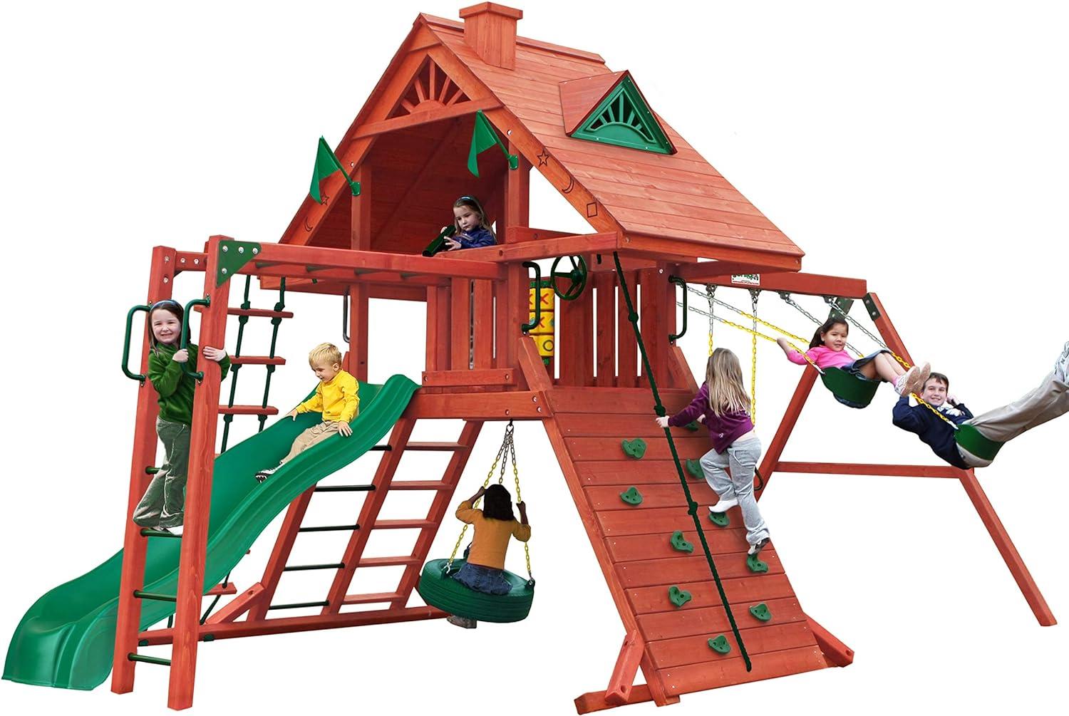 Gorilla Playsets  Sun Palace II Wood Swing Set with Monkey Bars