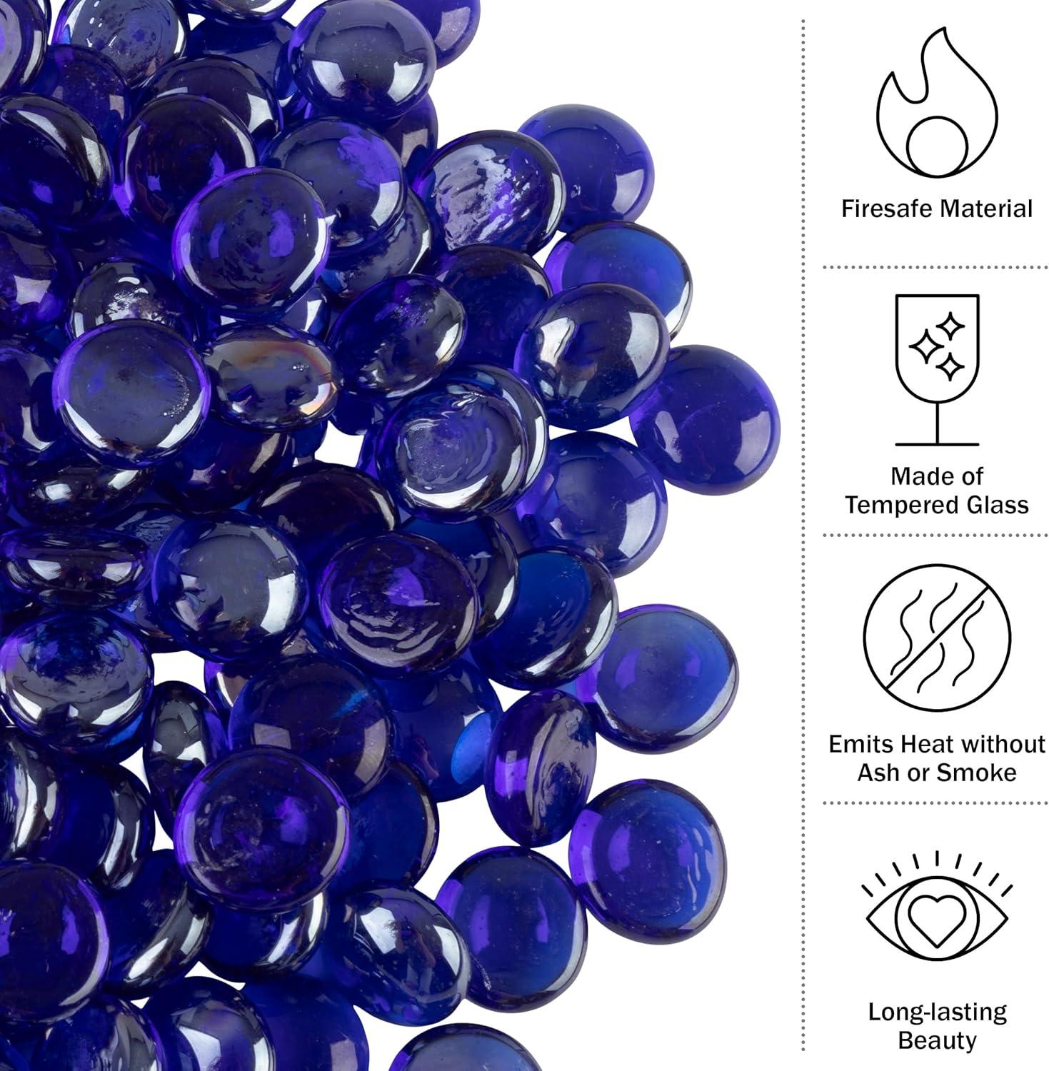 Home-Complete 10.47 lbs .75" Marbles Fire Glass Blue