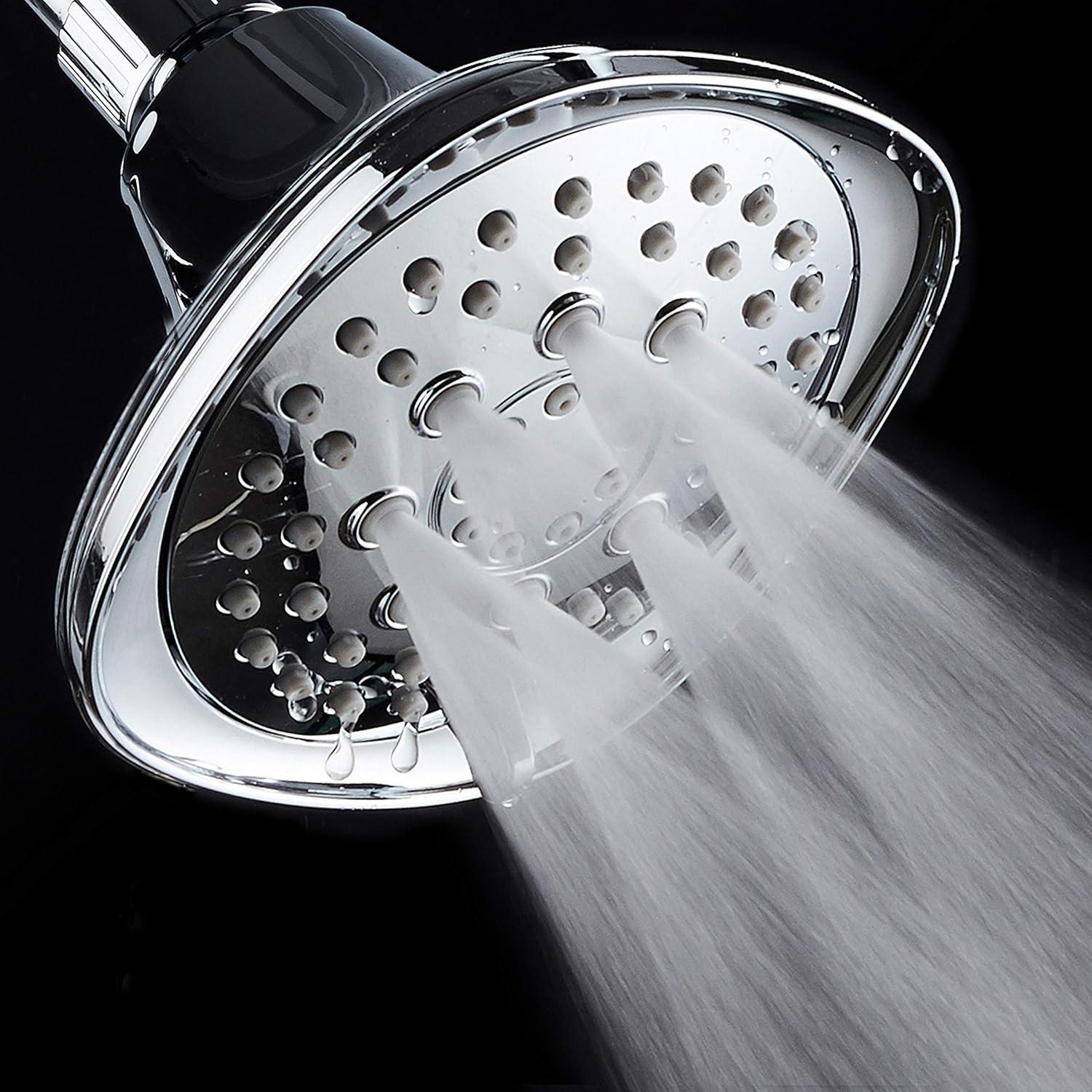 Chrome Square High-Pressure 6-Setting Luxury Shower Head