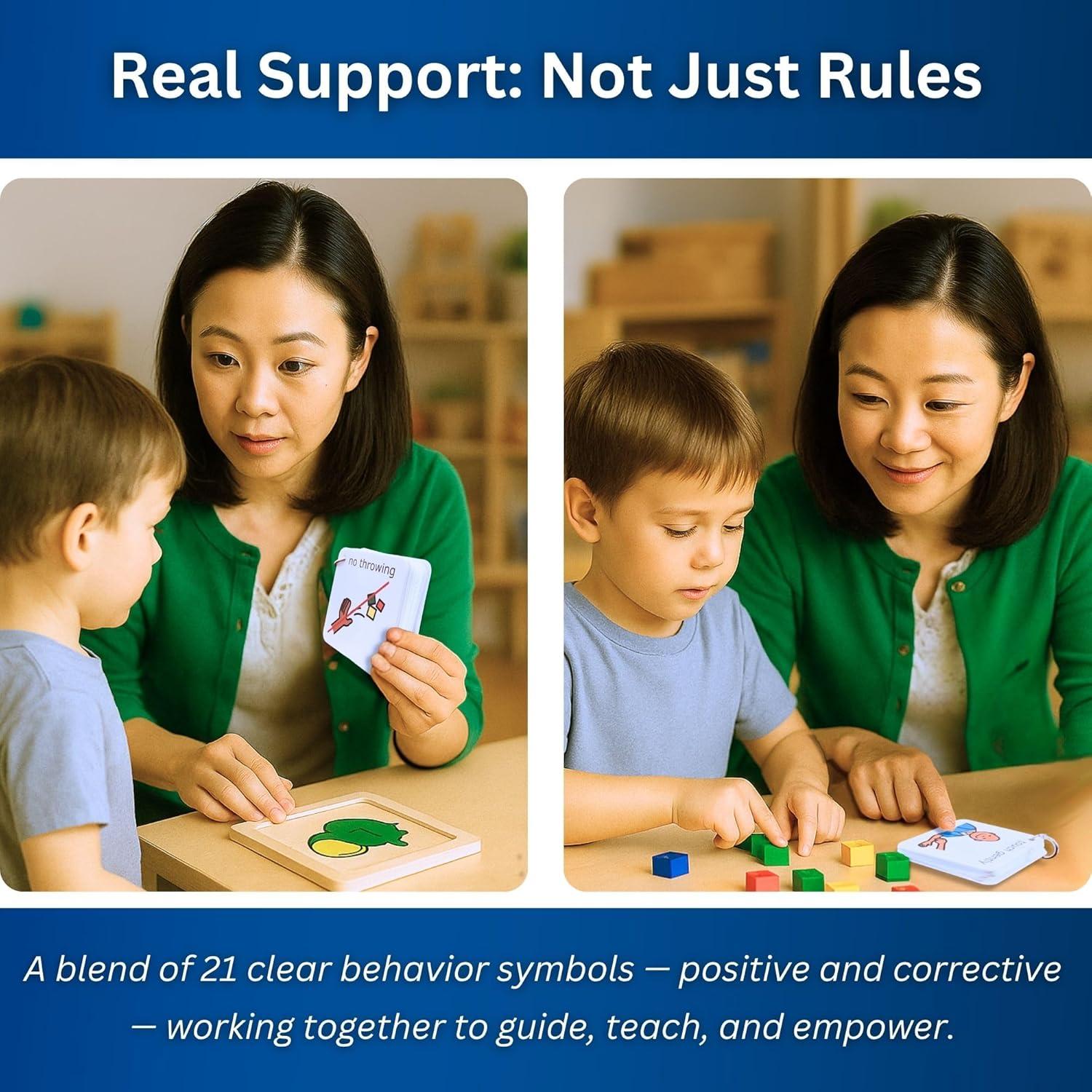 Behaviour Keyring – Visual Communication and Behaviour Management Tool Compatible with PECS Symbols and Boardmaker PCS Software (for ADHD, ASD, Autism, Kids, Children, Toddlers)