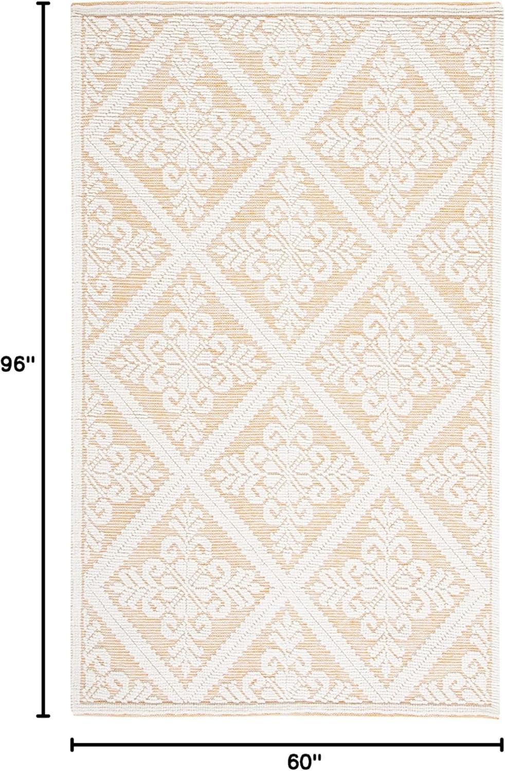 SAFAVIEH Vermont Trinity Floral Geometric Wool Area Rug, 5' x 8', Ivory/Gold