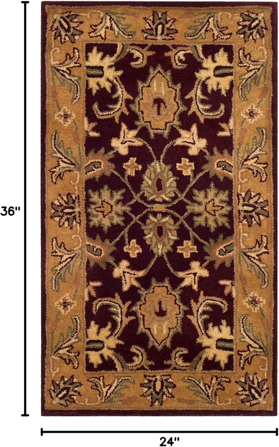 SAFAVIEH Classic Karolina Floral Bordered Wool Area Rug, Burgundy/Gold, 2' x 3'