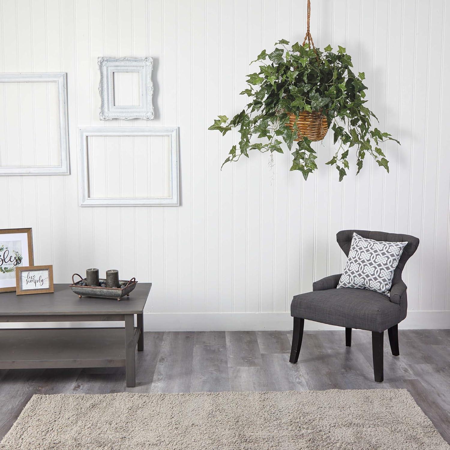 Primrue 26'' Faux Ivy Plant in Wood Basket