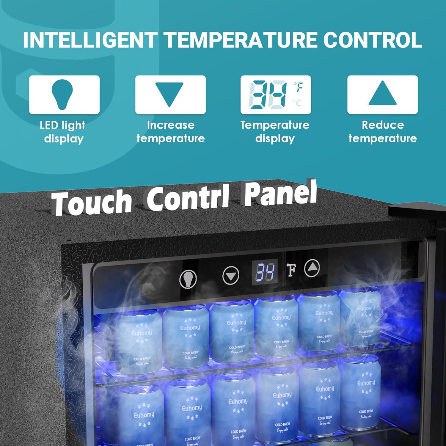 ZenZone 4.5 Cu.ft Beverage Refrigerator and Cooler, 145 Can Mini fridge with Glass Door for Soda Beer Wine, Small Drink Dispenser with Digital Adjustable Thermostat for Home Office Bar