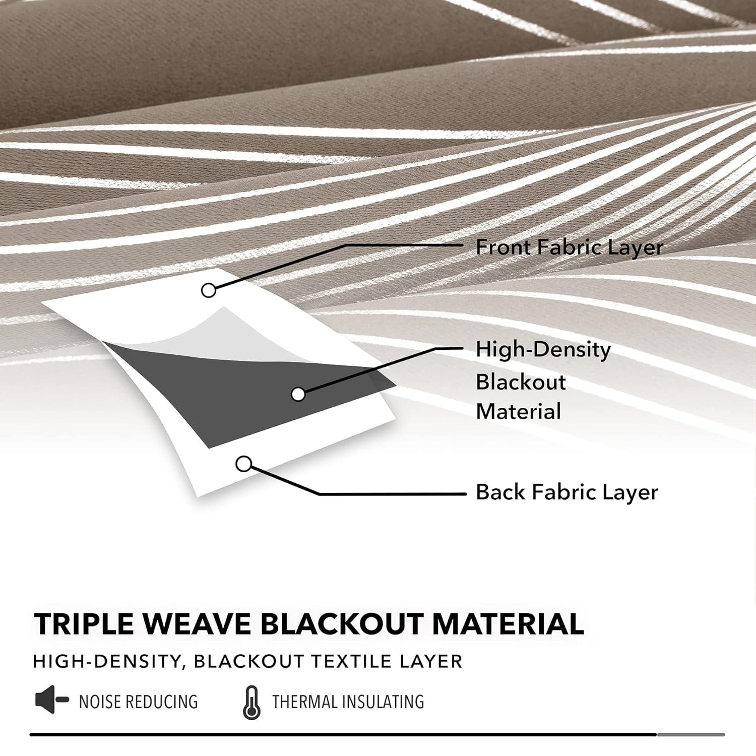 Deconovo Thermal Insulated Blackout Curtains for Living Room, 84 inch Long - Energy Efficient Curtains with Wave Lines Design (52 x 84 inch, Khaki, 2 Panels)