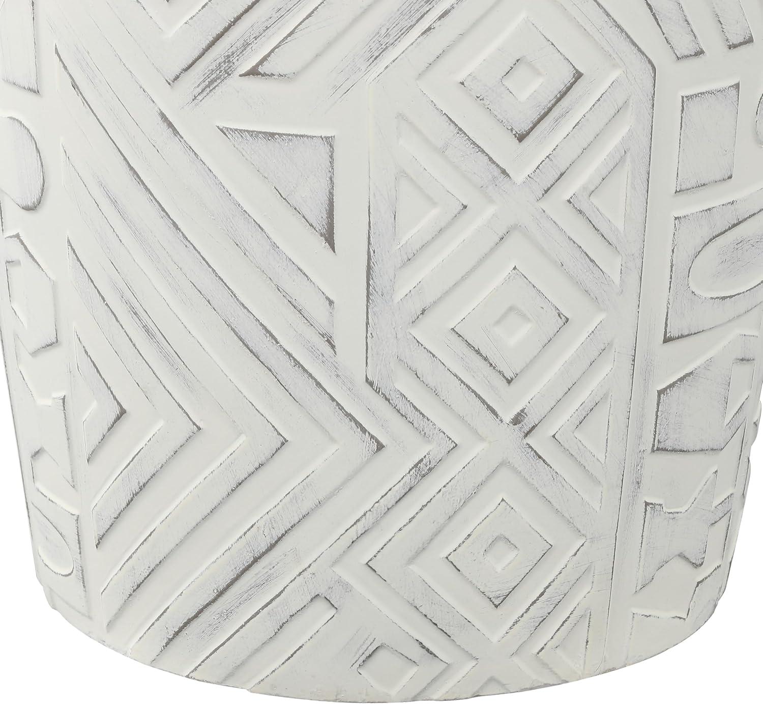 JONATHAN Y Rafi 17.75" Transitional Bohemian Geometric Drum Garden Stool, Cream