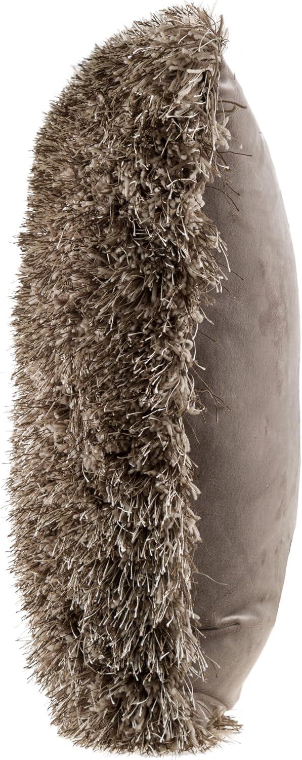 Mocha Shag Faux Fur Oversized Square Throw Pillow