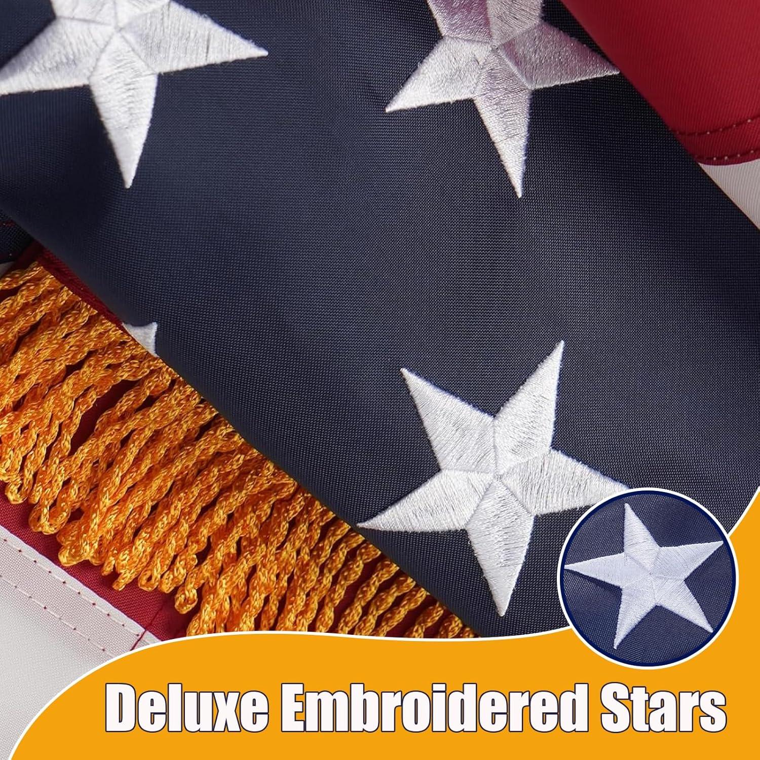 American flag USA flag 3x5FT-Embroidered Stars Flag Double Stitched Sewn Stripes Outdoors Indoors Heavy Duty flag Brass Grommets Banner