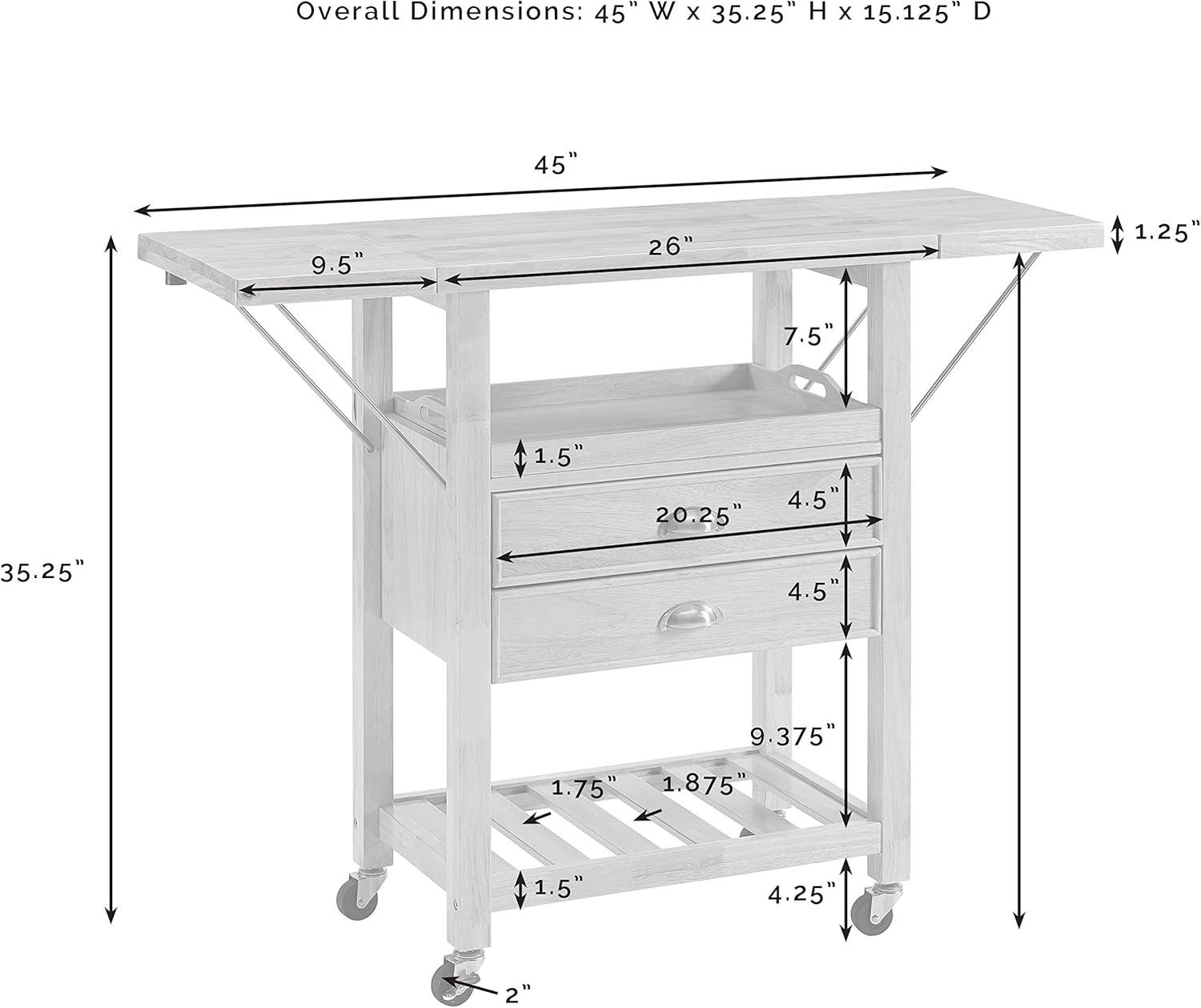 Bristol Double Drop Leaf Kitchen Cart White - Crosley
