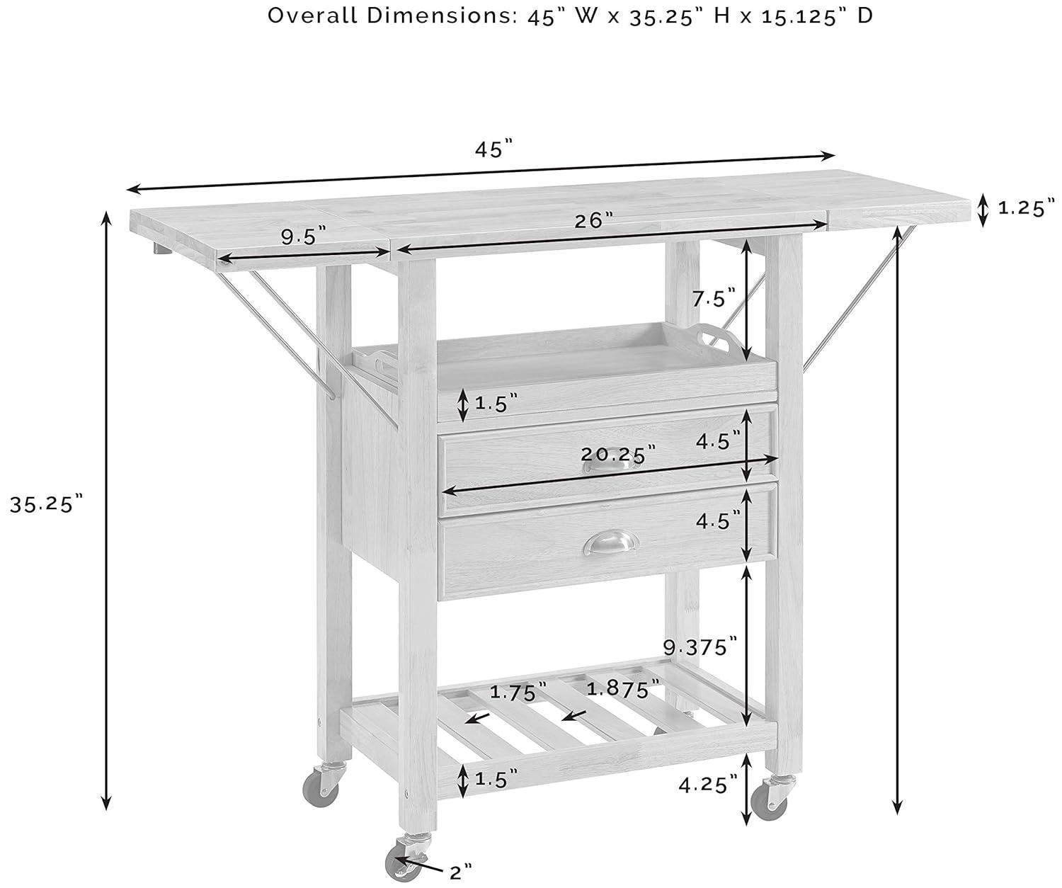 Bristol Double Drop Leaf Kitchen Cart White - Crosley