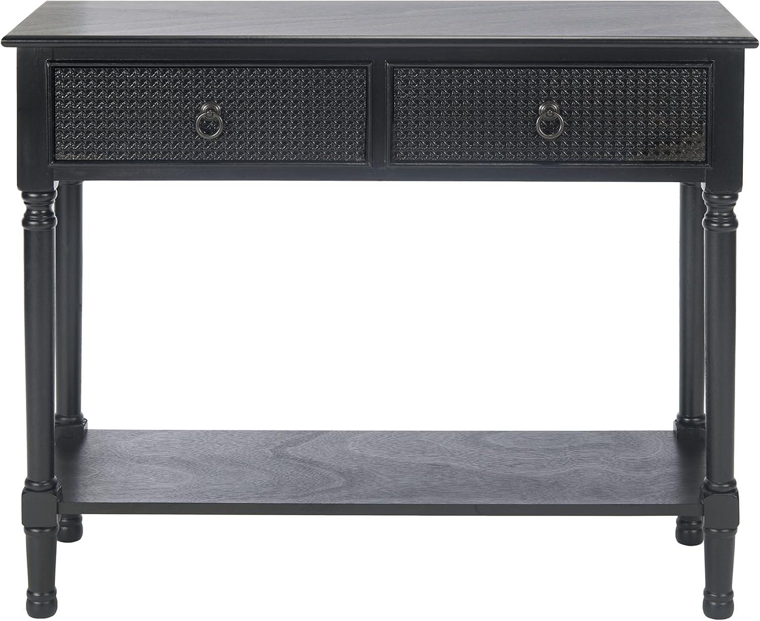 SAFAVIEH Haines Modern 2 Drawer Console Table, Black