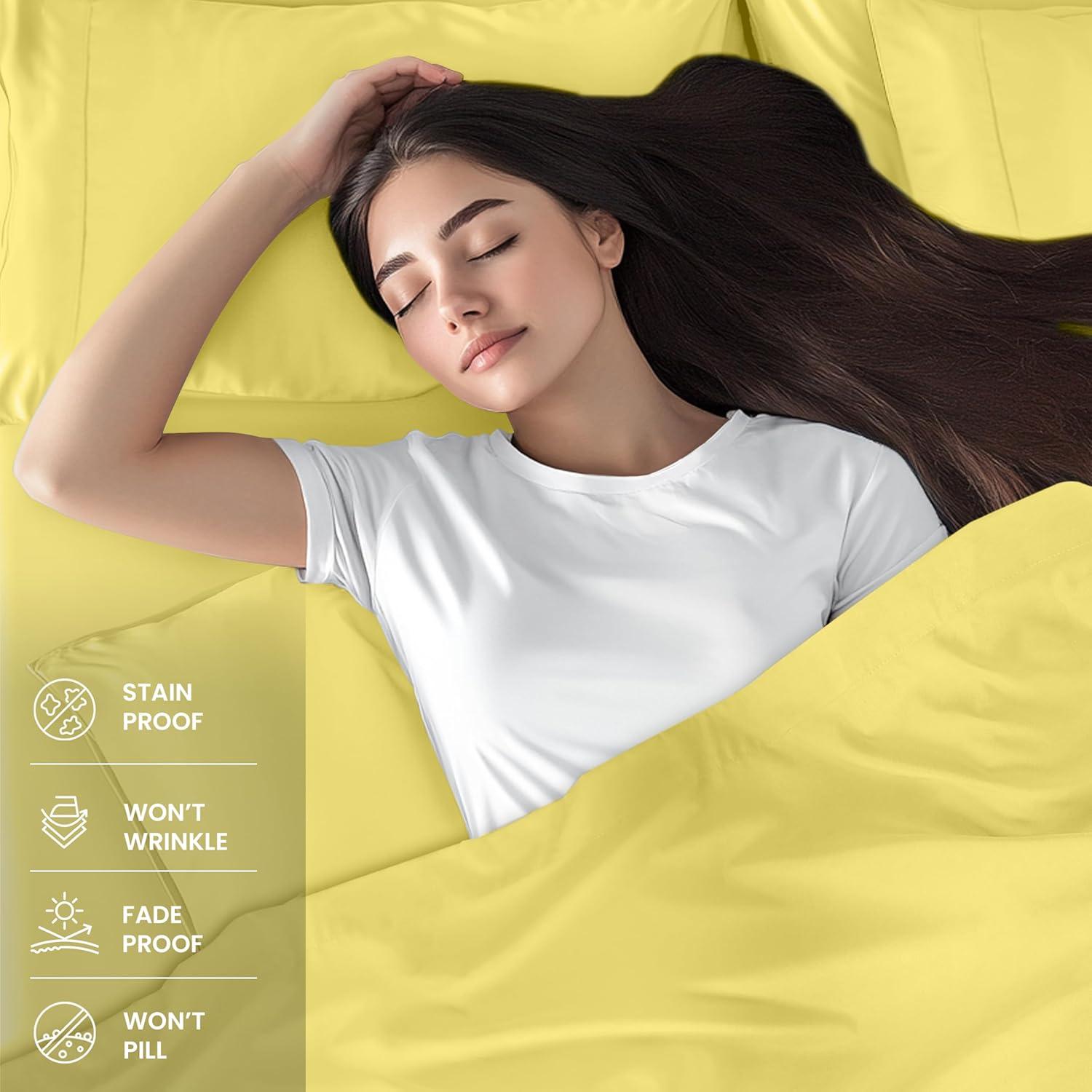 Utopia Bedding Queen Bed Sheets Set - 4 Piece Bedding - Brushed Microfiber - Shrinkage and Fade Resistant - Easy Care (Queen, Yellow)