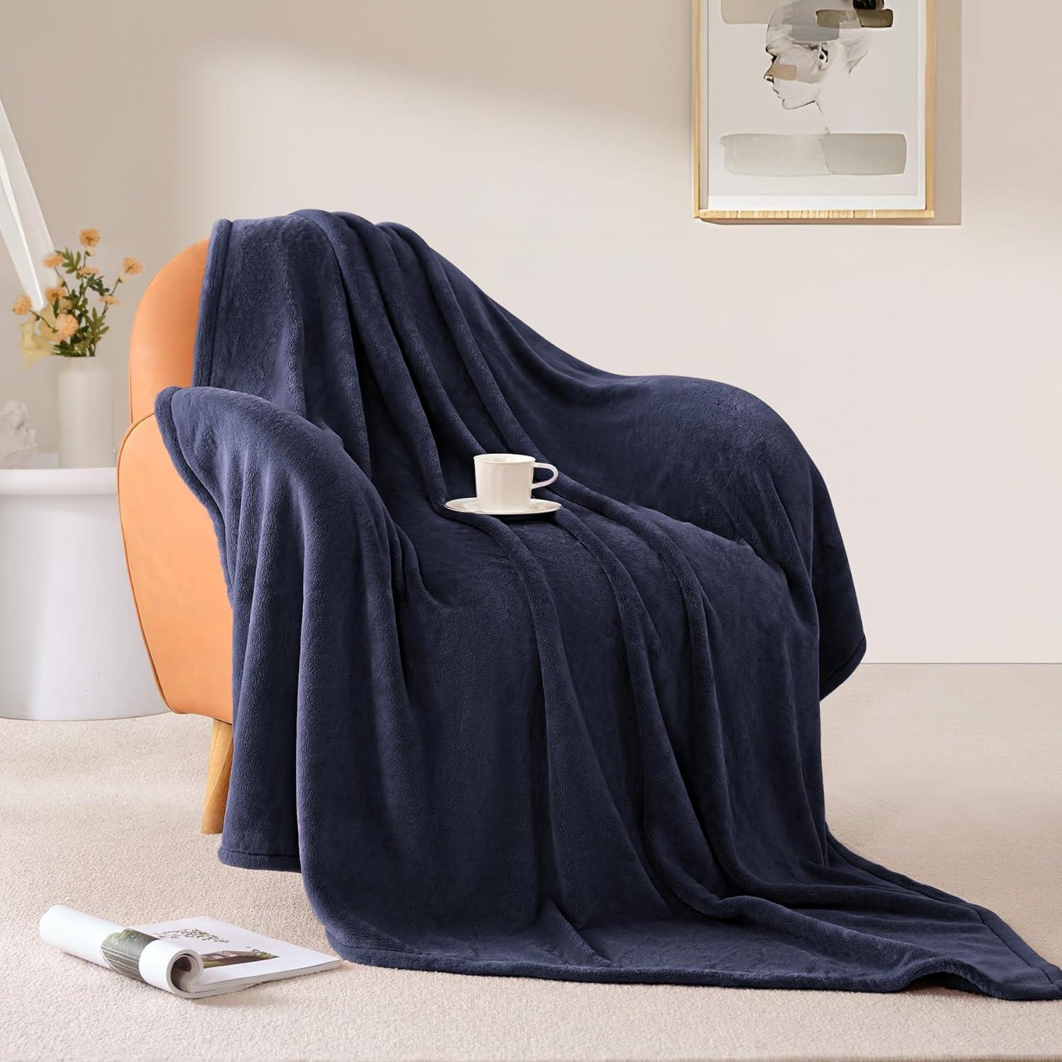 PAVILIA Luxury Fleece Blanket Throw for Bed, Soft Lightweight Plush Flannel Blanket for Sofa Couch