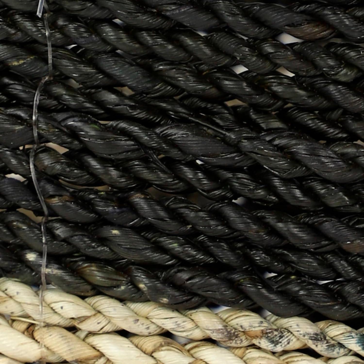 Deco 79 Seagrass Handmade Two Toned Storage Basket with Handles, Set of 3 18", 17", 16"H, Black