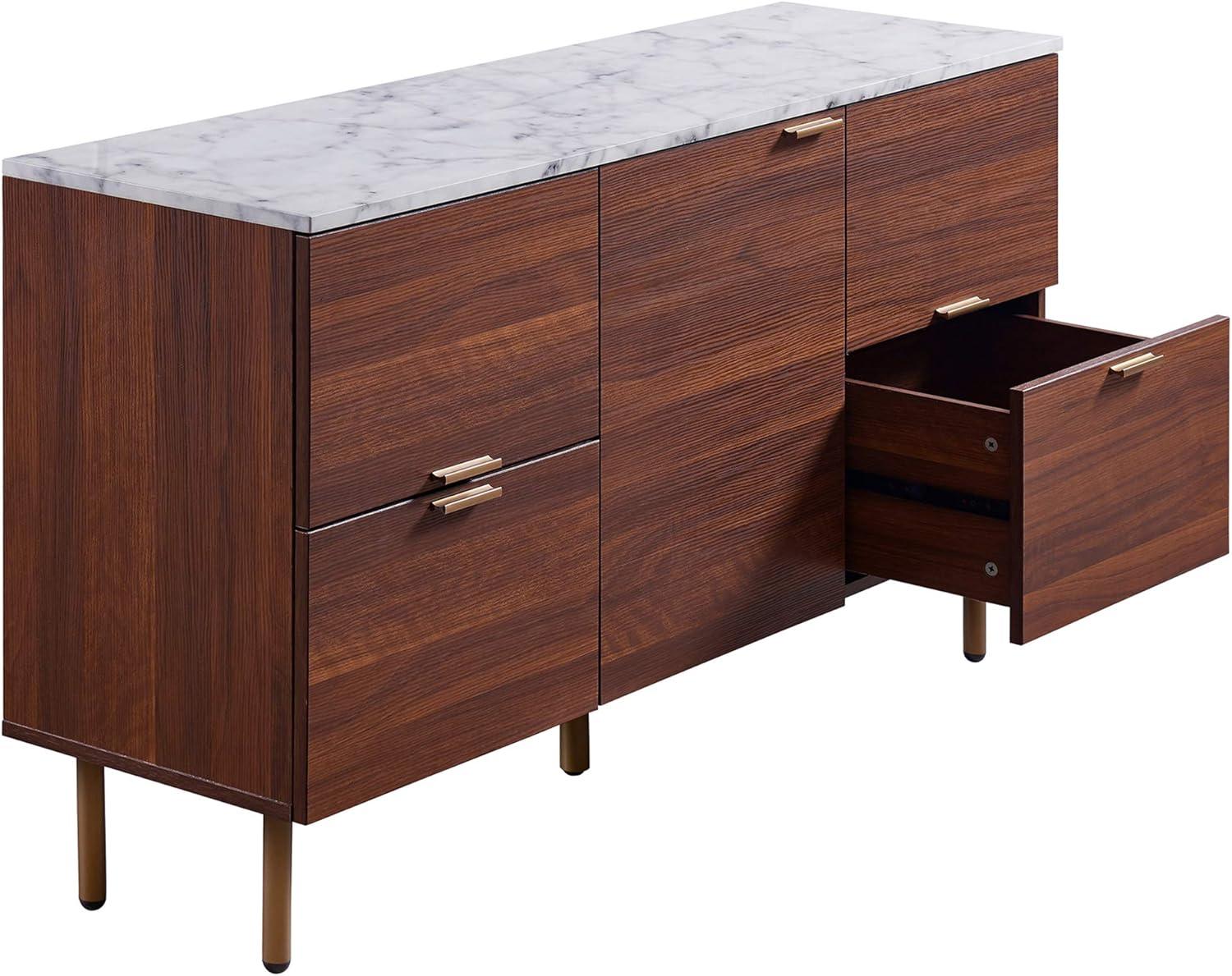 Wrought Studio™ Pinecone 48" Storage Cabinet Sideboard with Marble Effect