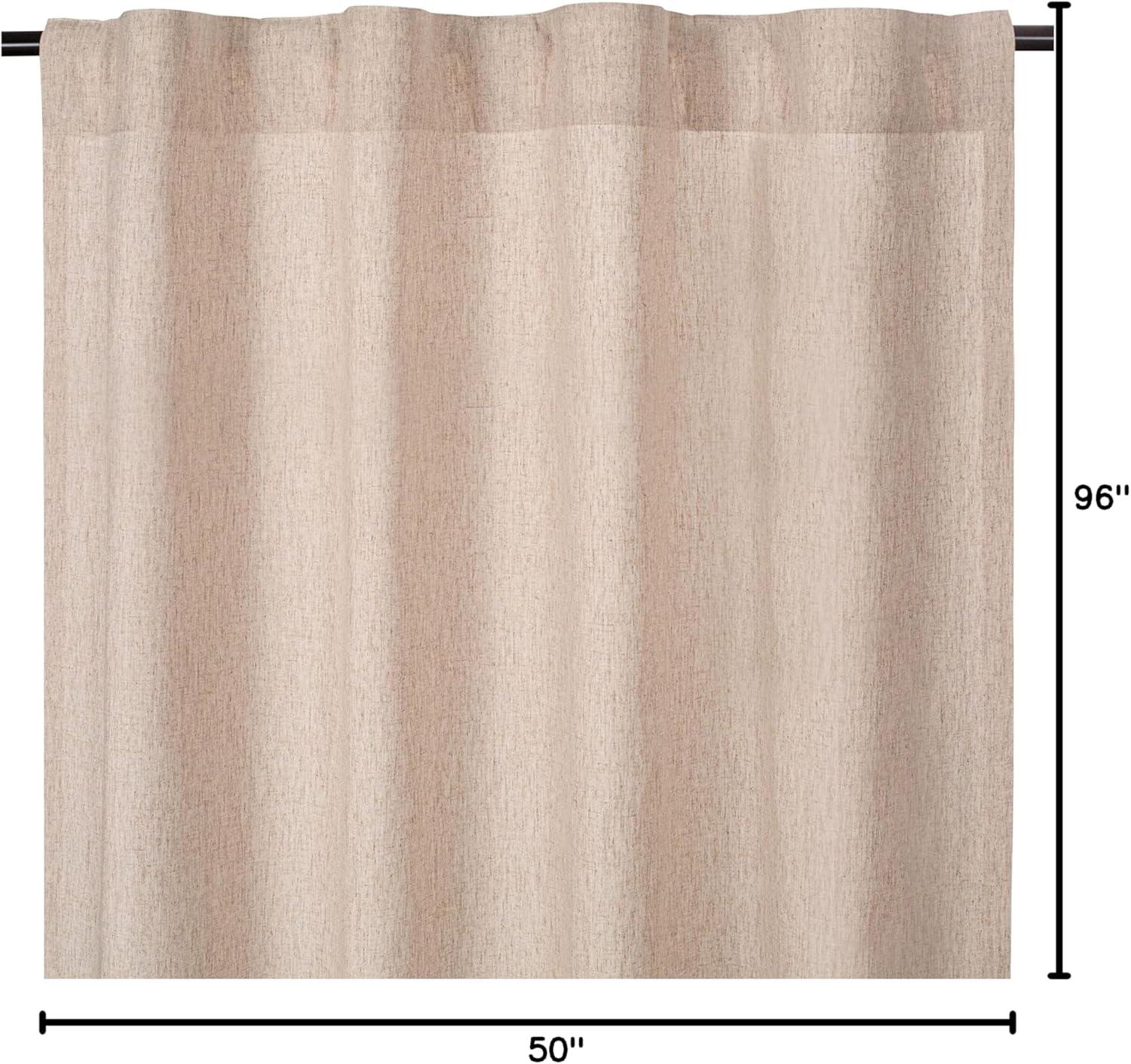 96-Inch Flax Linen Cotton Tab Top Curtain Set